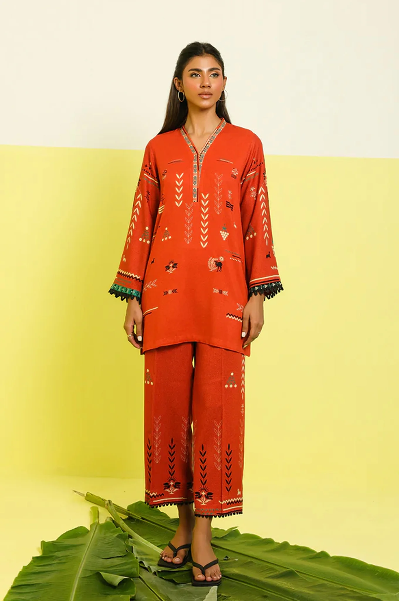 Elara By Sahar Unstitched 2 Piece Printed Marina Twill Fall Suit-AW1-25-25-UNS
