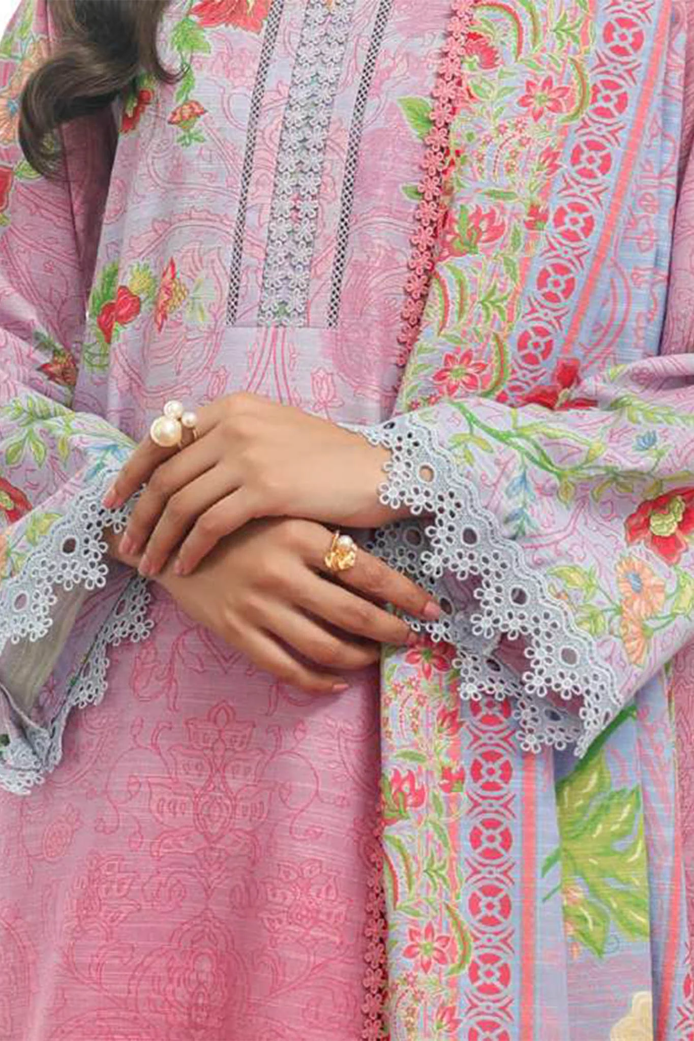Sahar Unstitched 3 Piece Printed Khaddar Suit-AW2-25-16-Sky Blush - Image 3
