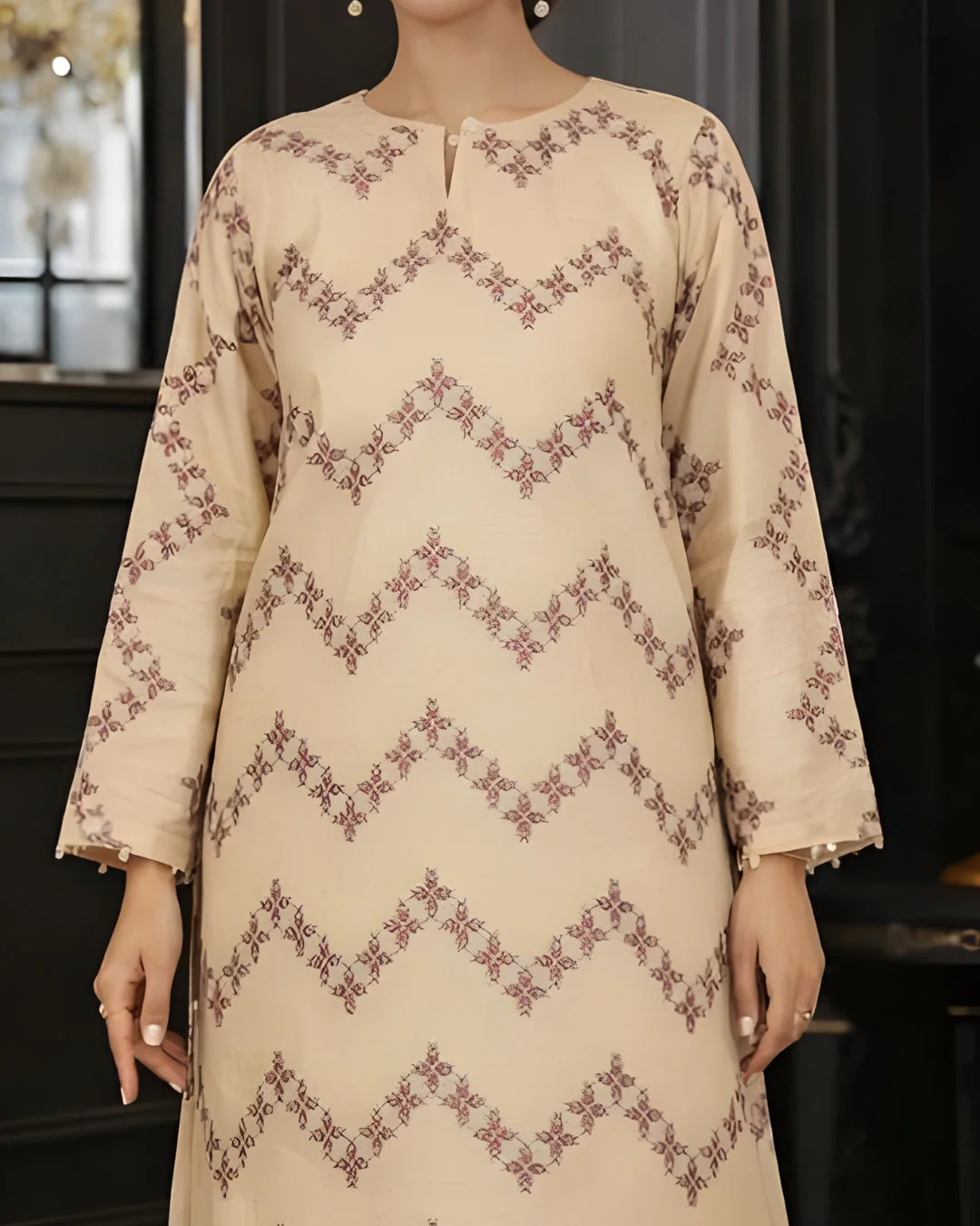 Ayla Studio Stitched 3 Piece Luxe Eid Jacquard Festive Lawn Suit-Sahar Lines - Image 3
