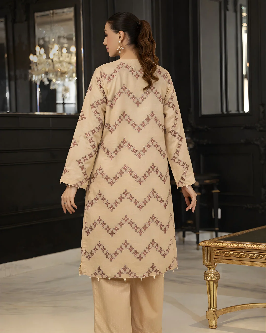 Ayla Studio Stitched 3 Piece Luxe Eid Jacquard Festive Lawn Suit-Sahar Lines - Image 4