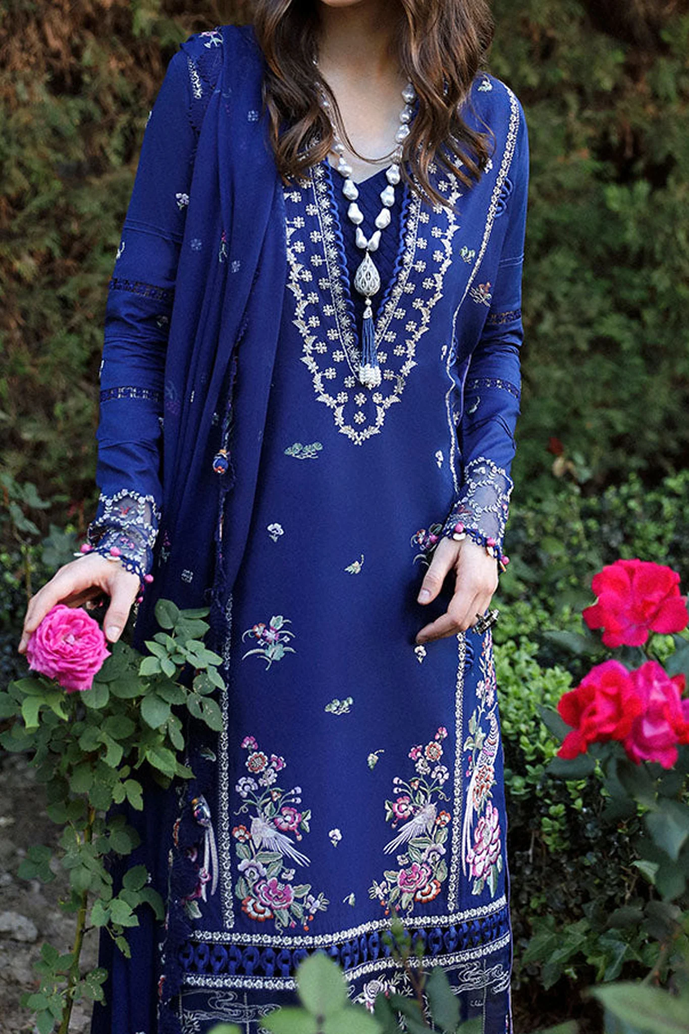 Aylin By Republic Unstitched 3 Piece Emb Lawn Summer Suit-D-03-A-Camellia - Image 2