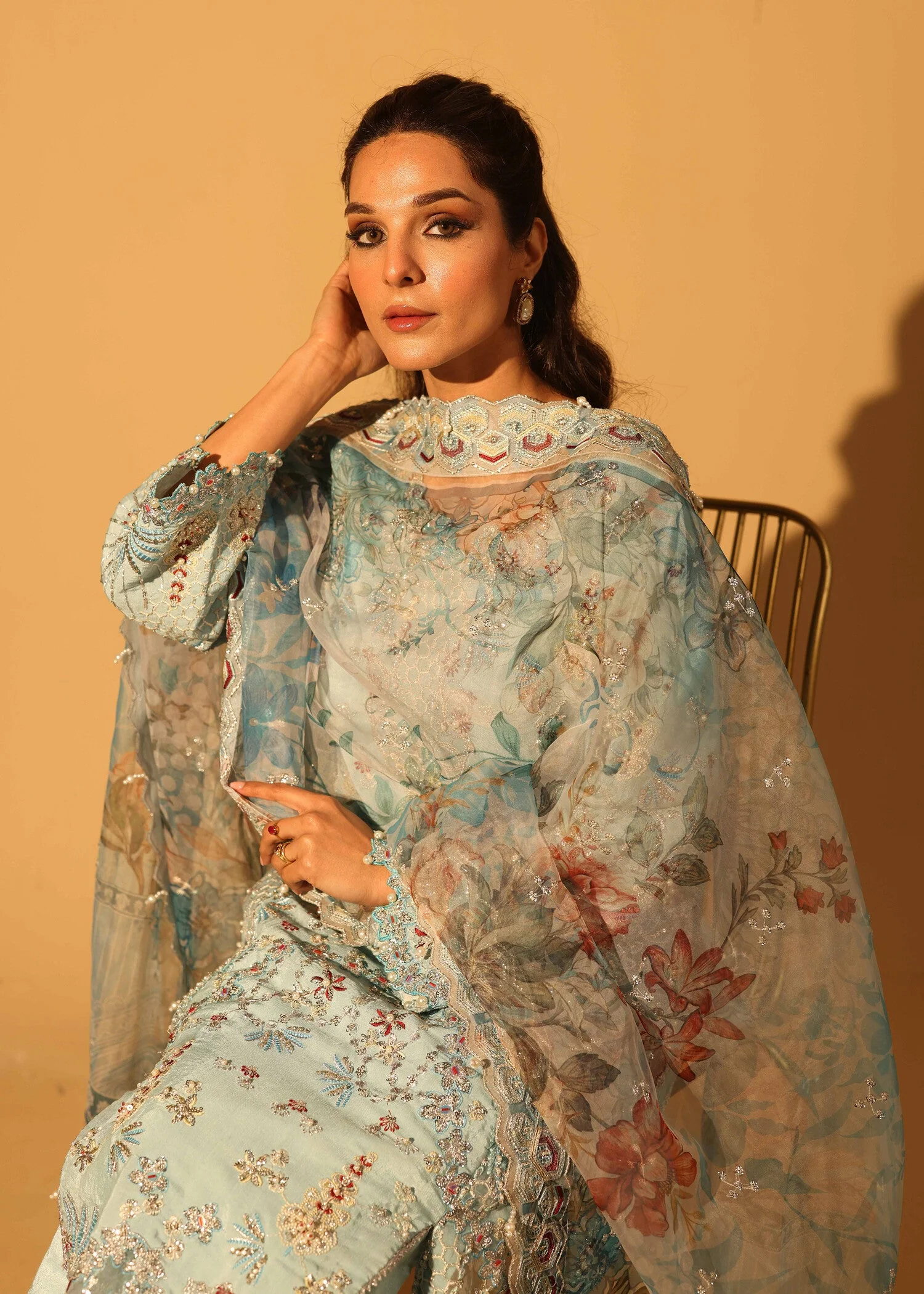 Aylin Unstitched 3 Piece Luxury Silk Edit Suit-Blue Mist - Image 5