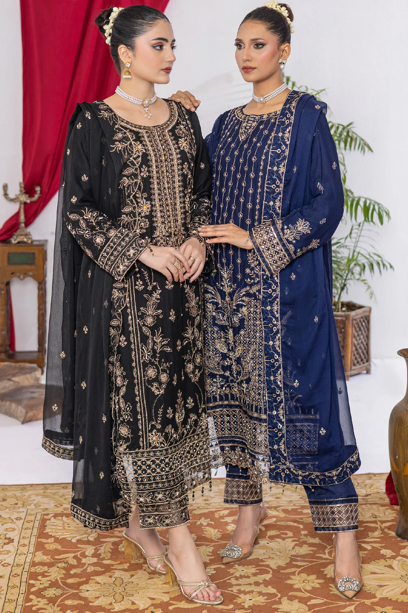 Arzu By Azmeerah Unstitched 3 Piece Hand Emb Chiffon Suit-AZM-AR-02-Mavi - Image 4
