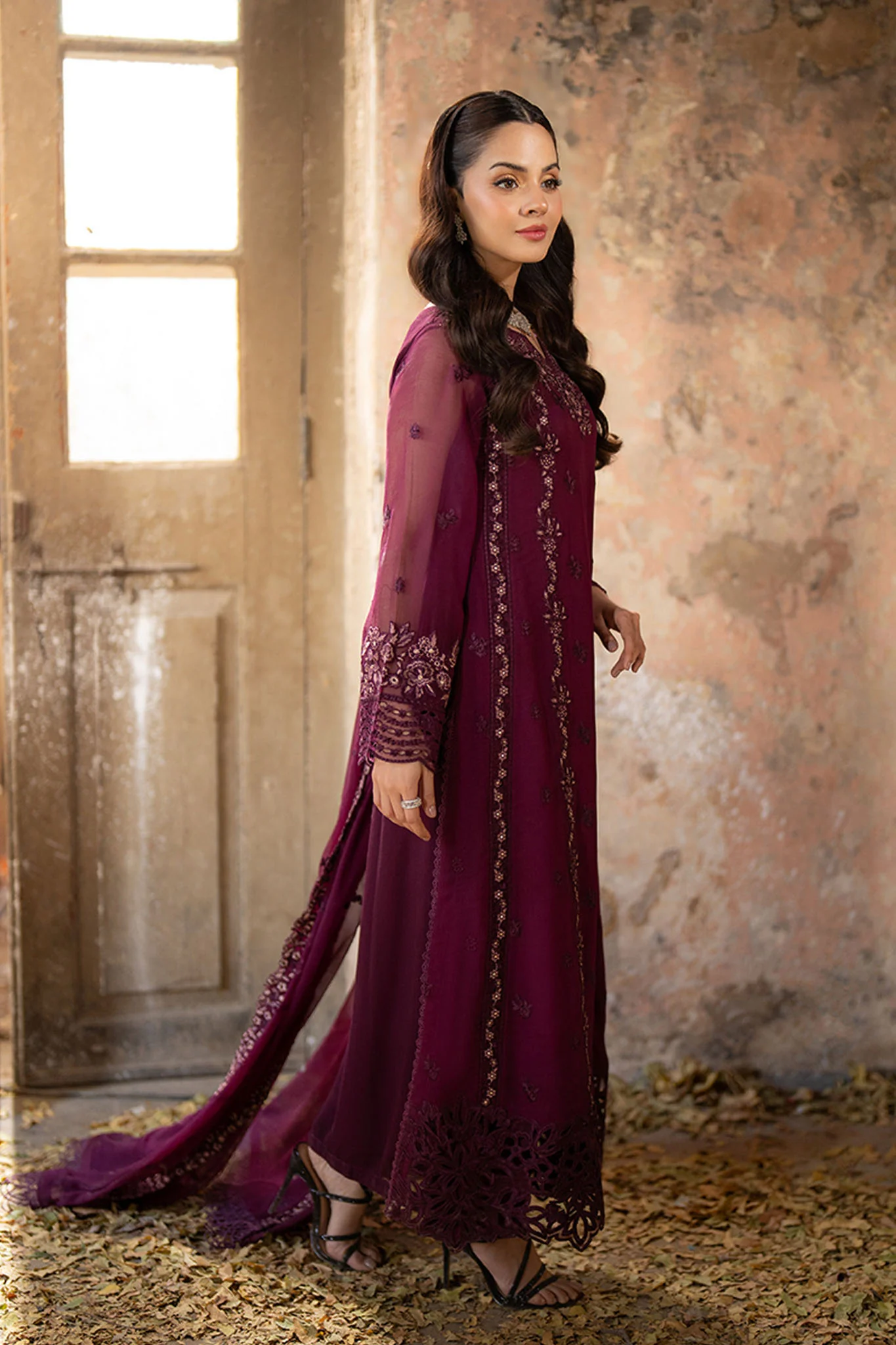 Azure Ensembles Unstitched 3 Piece Festive Formals Collection-I-01323-Merlot Grace - Image 6