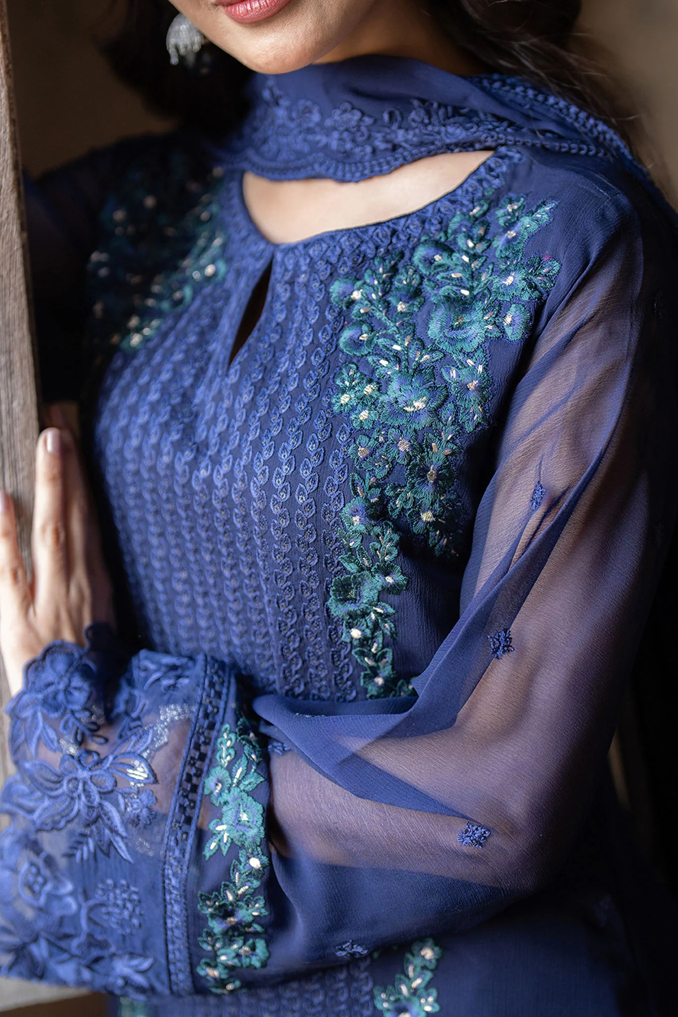 Azure Ensembles Unstitched 3 Piece Festive Formals Collection-I-01335-Serene Sapphire - Image 6