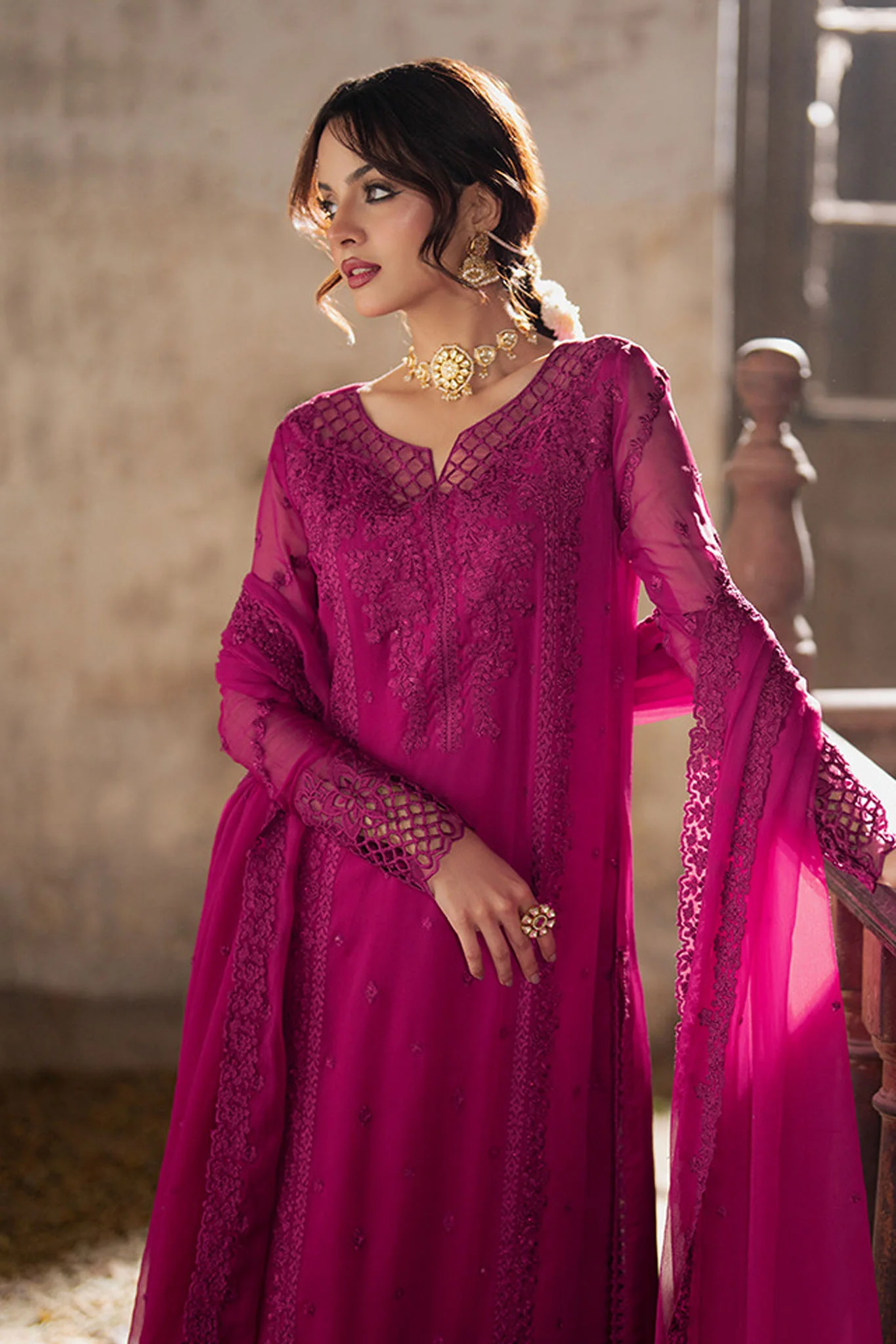 Azure Ensembles Unstitched 3 Piece Festive Formals Collection-I-01341-Plum Reverie - Image 4
