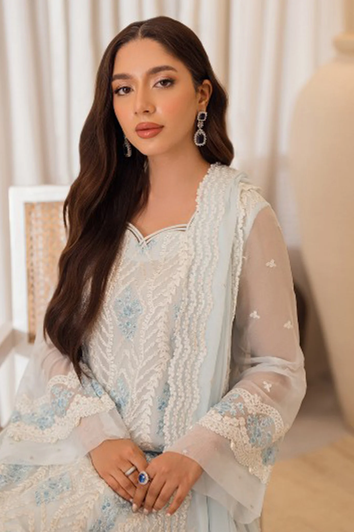 Azure Ensembles Unstitched 3 Piece Festive Formals Suit-Ocean Whisper - Image 2