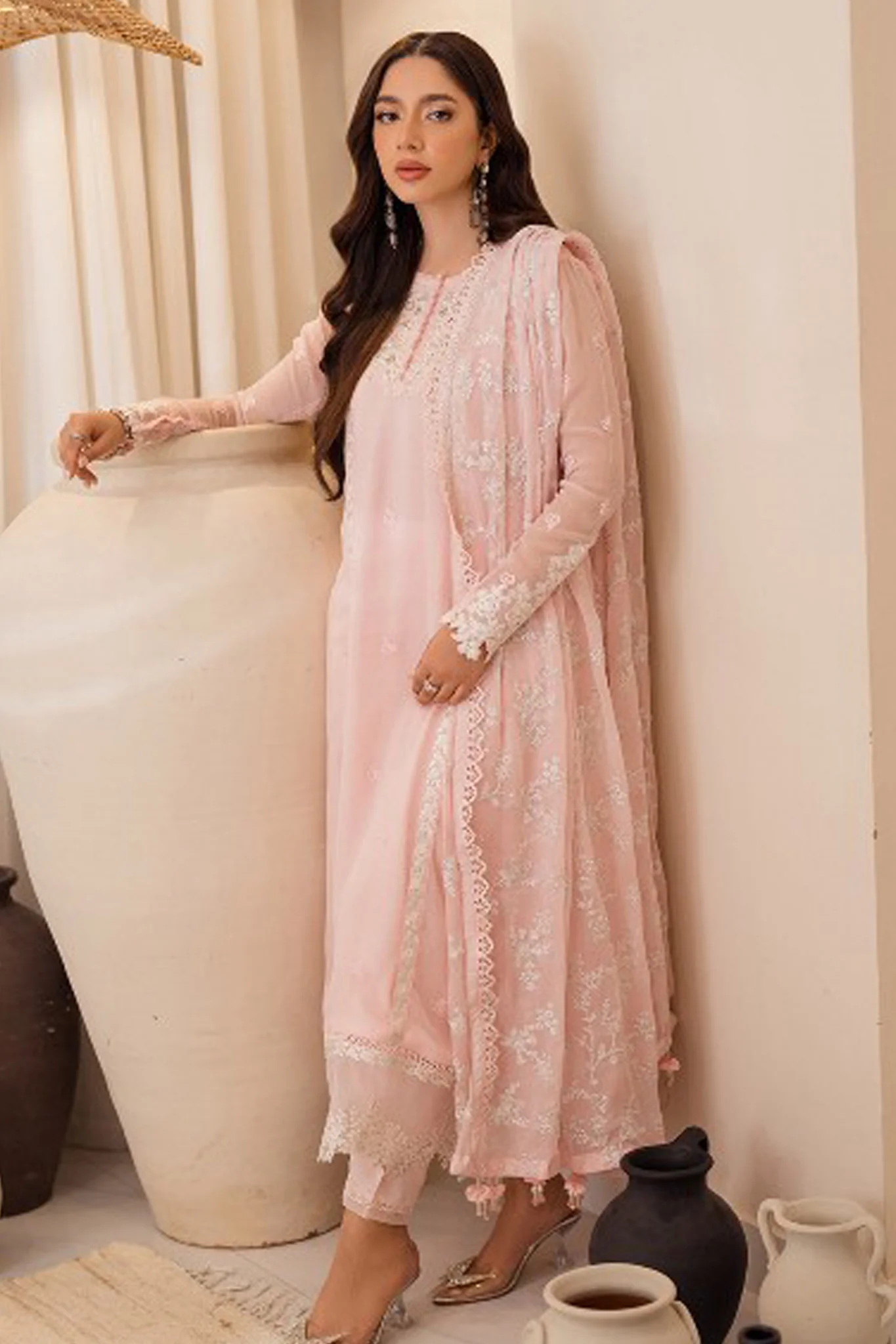 Azure Ensembles Unstitched 3 Piece Festive Formals Suit-Pink Delight - Image 3