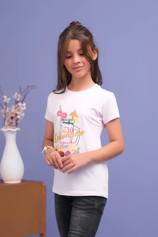 Sprinkles Stitched 1 Piece Summer Shirts Kids Suit-Baby Pink Lemonade Print Tee - Image 3