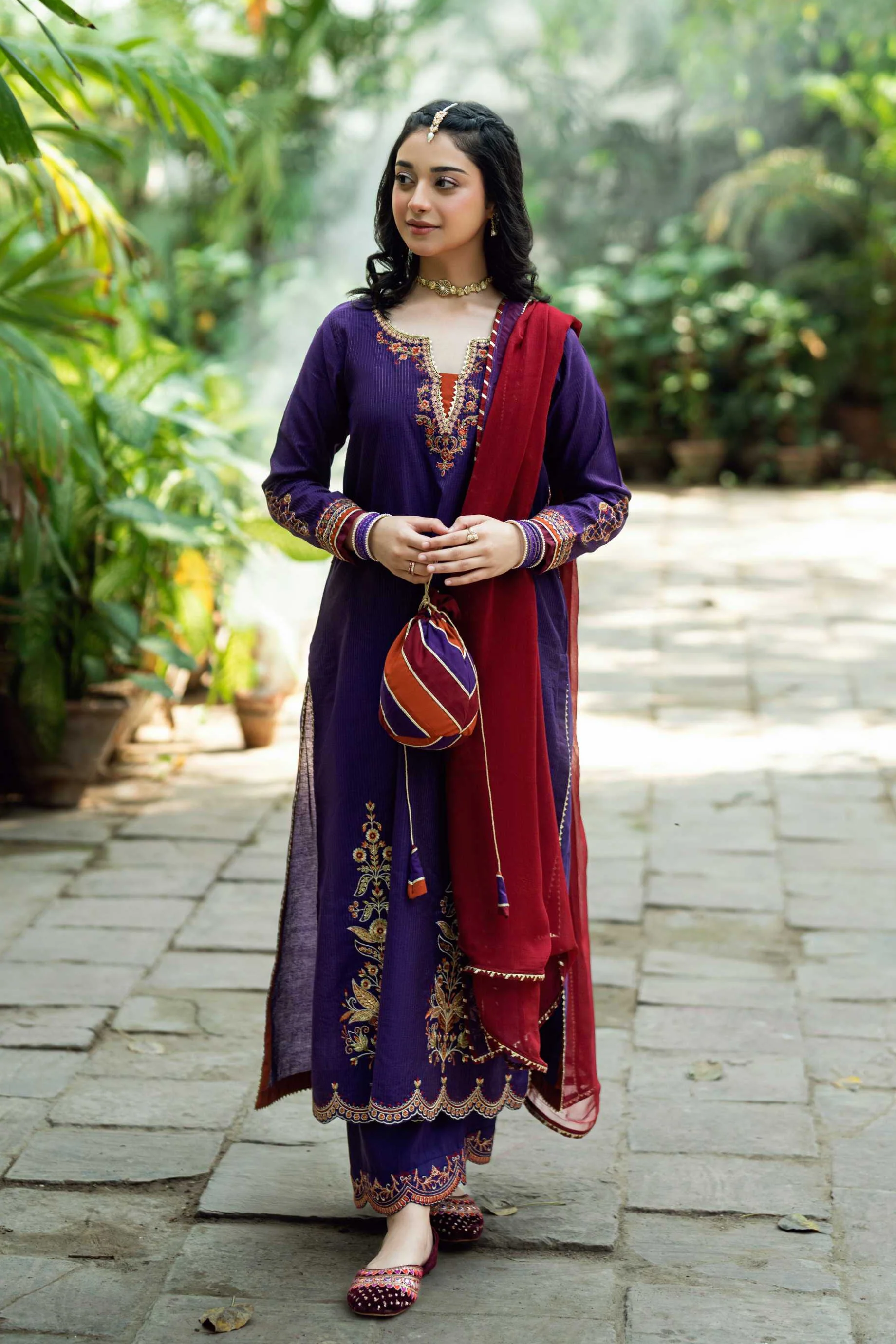 Paranda Omal By Komal Stitched 3 Piece Festive Suit-Bahaar