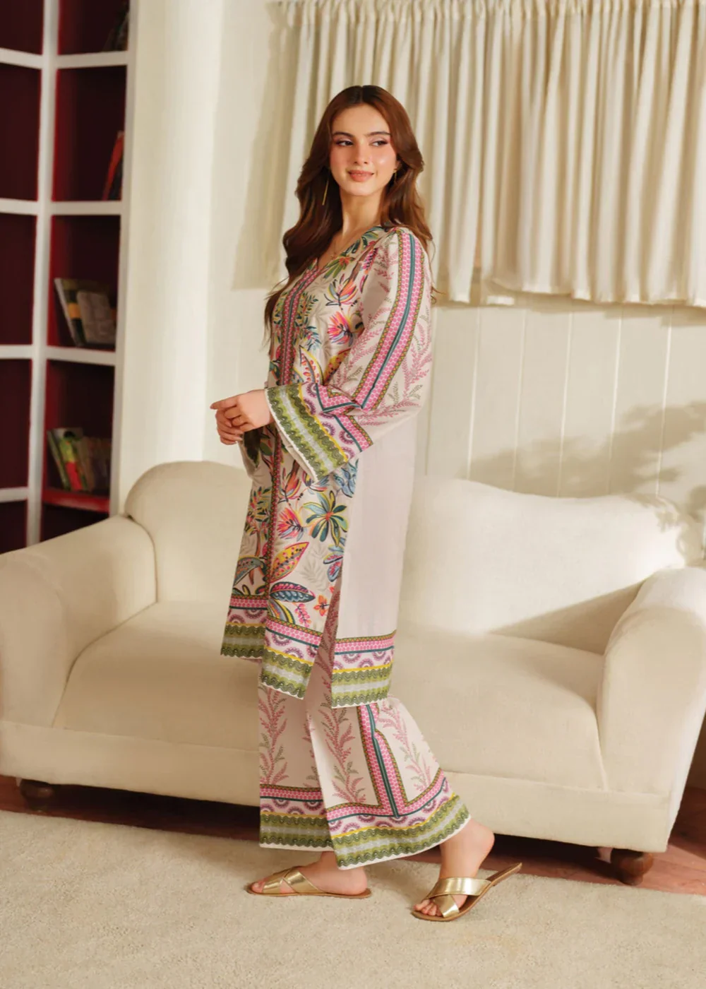 Midway Arts Stitched Co Ords Set Suit-Ballet Pastel Charm Shamoze 2Pc Suit | Elegant Printed Co-ord Set - Image 7