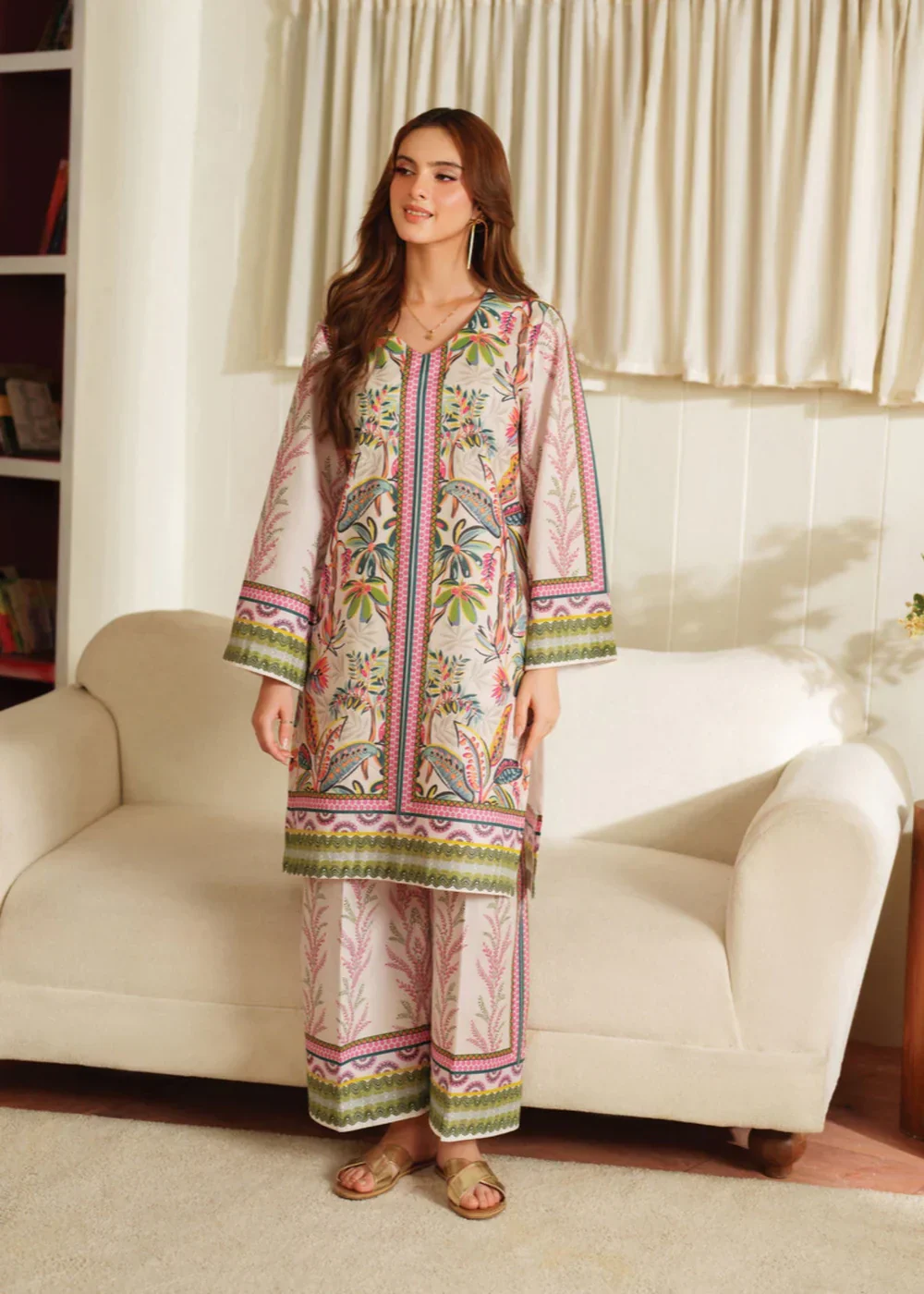 Midway Arts Stitched Co Ords Set Suit-Ballet Pastel Charm Shamoze 2Pc Suit | Elegant Printed Co-ord Set - Image 8