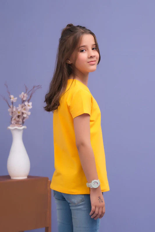 Sprinkles Stitched 1 Piece Summer Shirts Kids Suit-Basic Tee - Yellow - Image 2