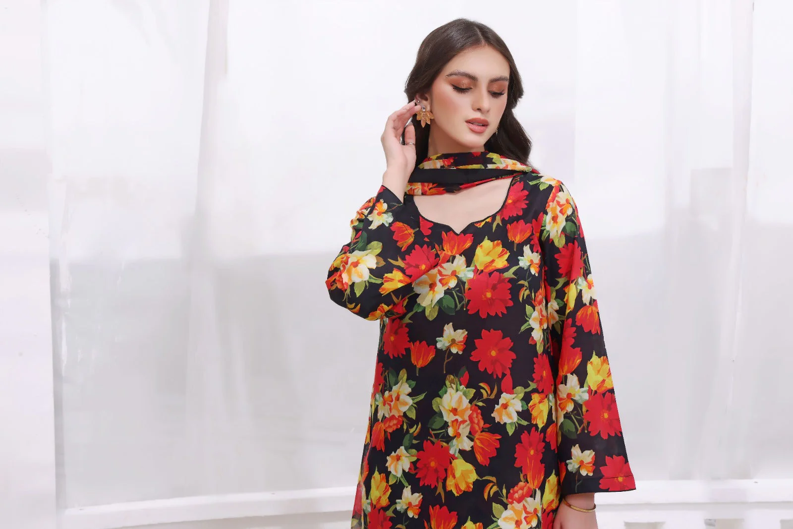Feathers Unstitched 3 Piece Summer Collection-BEHLOL-FT204 - Image 3