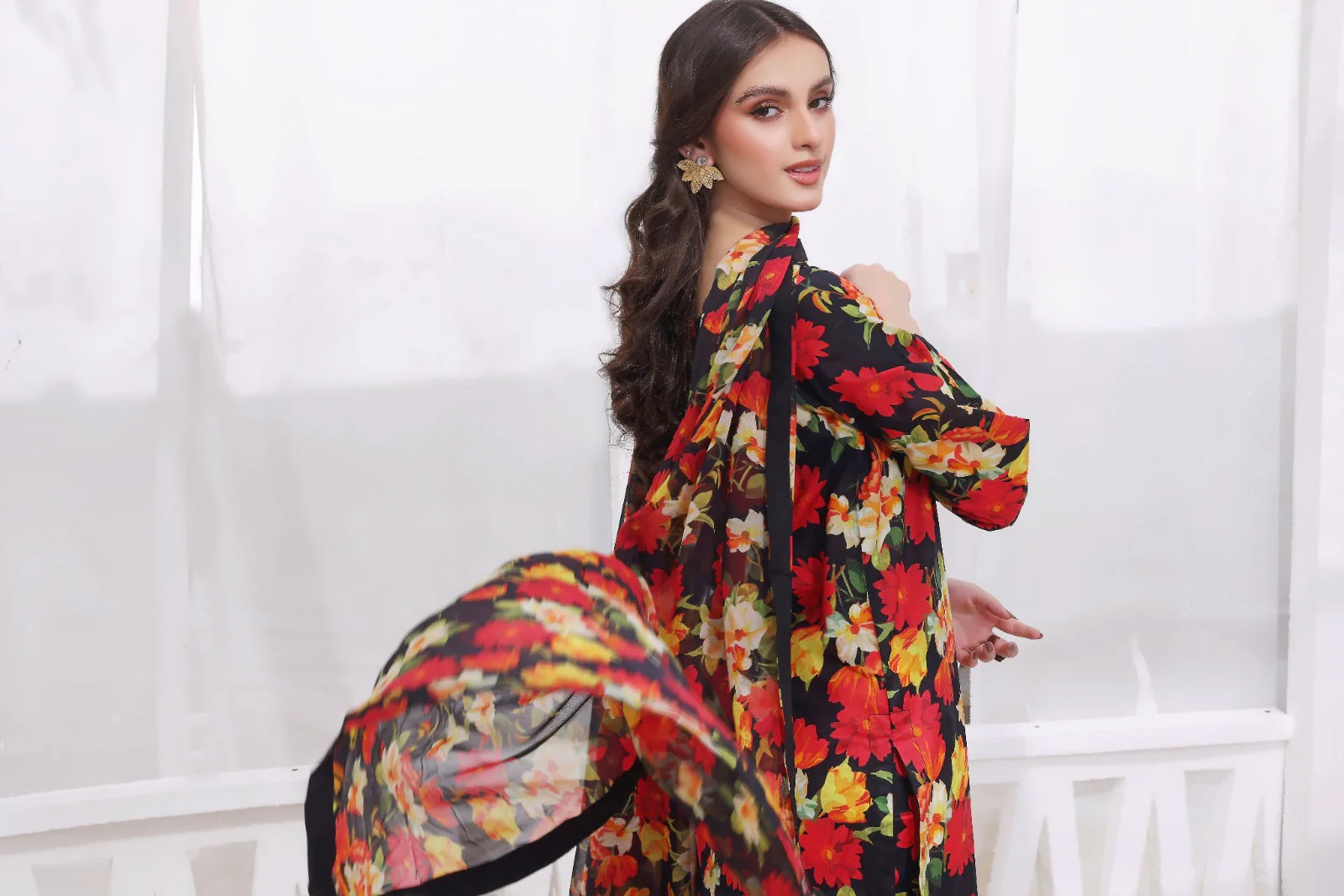 Feathers Unstitched 3 Piece Summer Collection-BEHLOL-FT204 - Image 4
