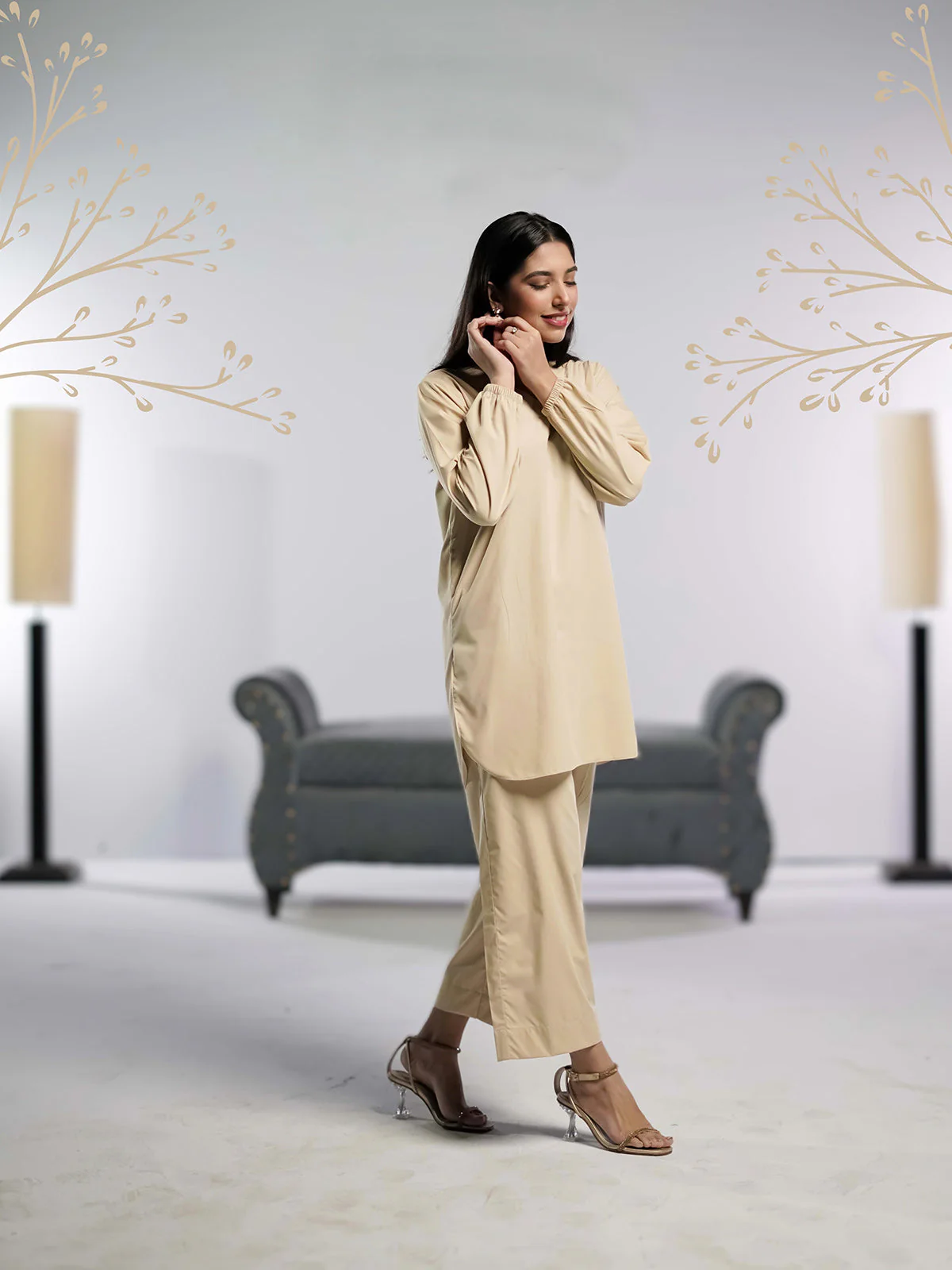 Ahlam Stitched - 2 piece Shirt & Trouser Beige Bliss Suit - Image 5