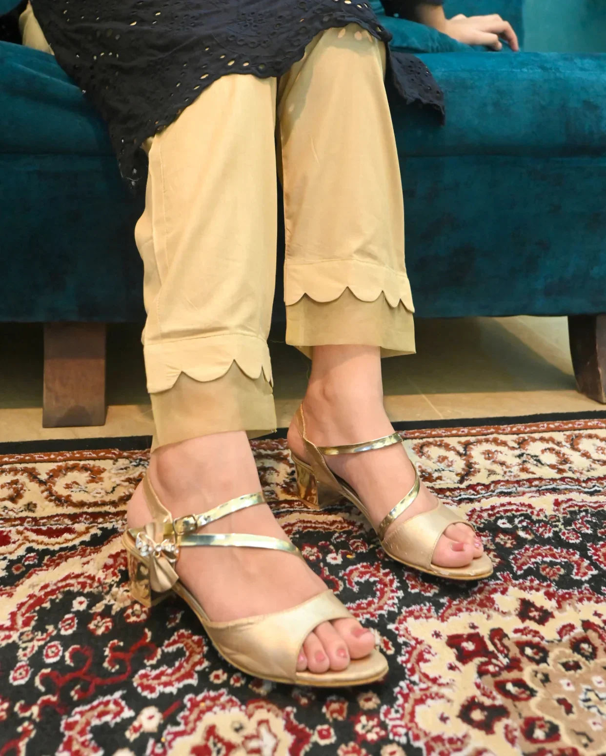 Zauk Stitched 1 Piece Collection-Beige Trouser - Image 4