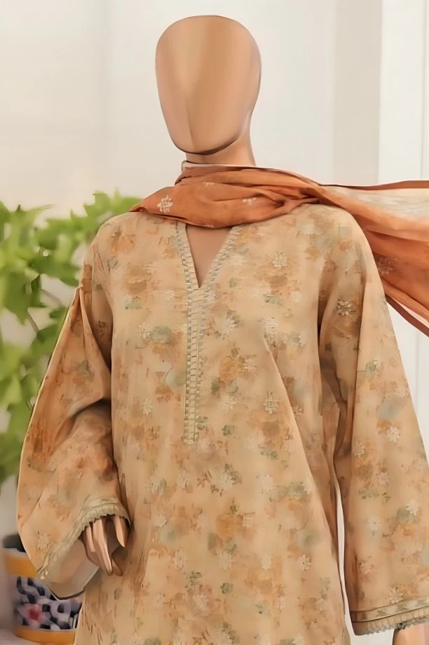 Bin Saeed Exclusive Printed Lawn With Farshi Shalwar Vol-03 Suit-SM-2126-Yellow - Image 2