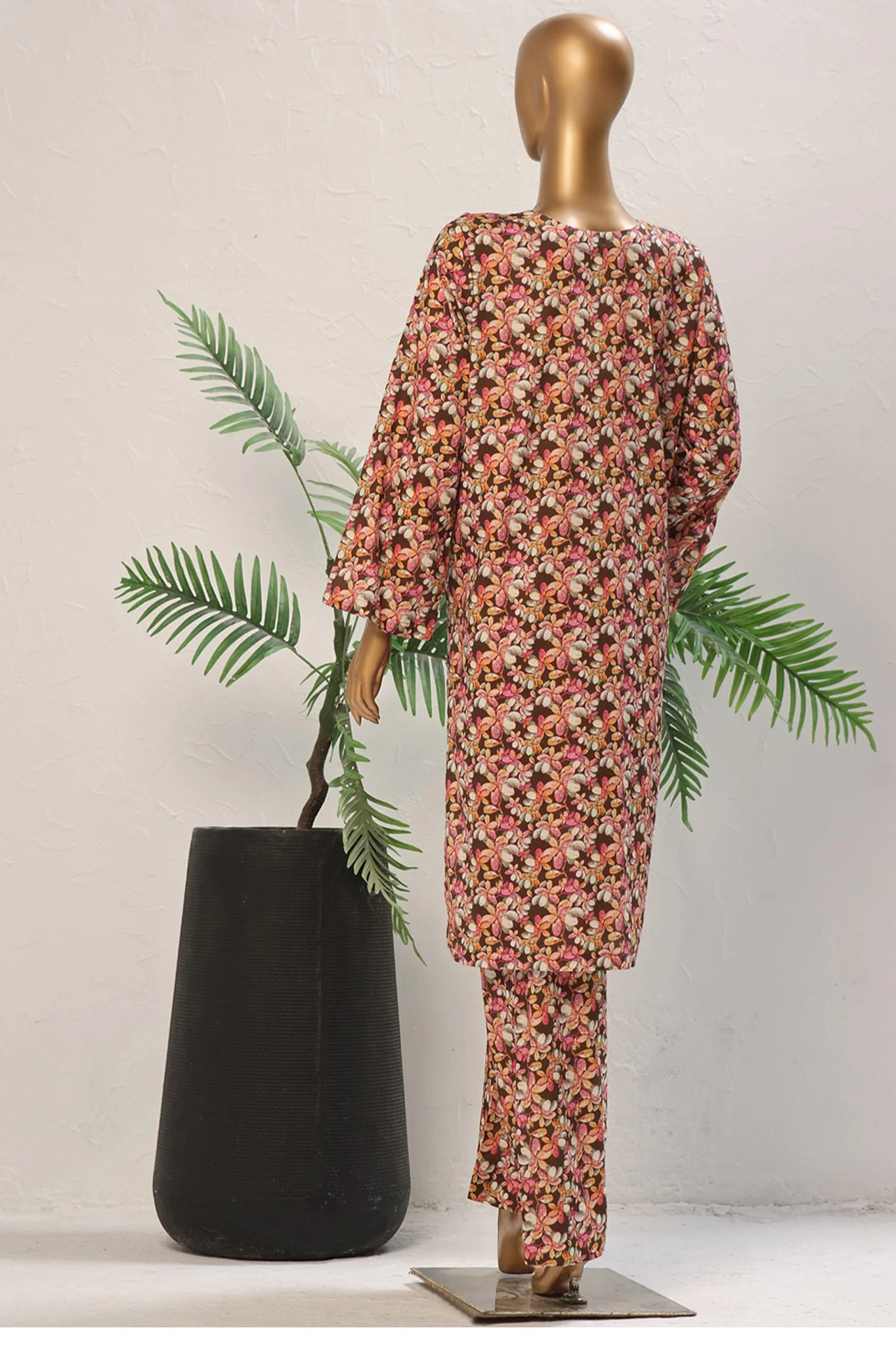 Bin Saeed Stitched 2 Piece Exclusive Cotton Co Ords Vol-04 Suit-WCK-1143-Brown - Image 3