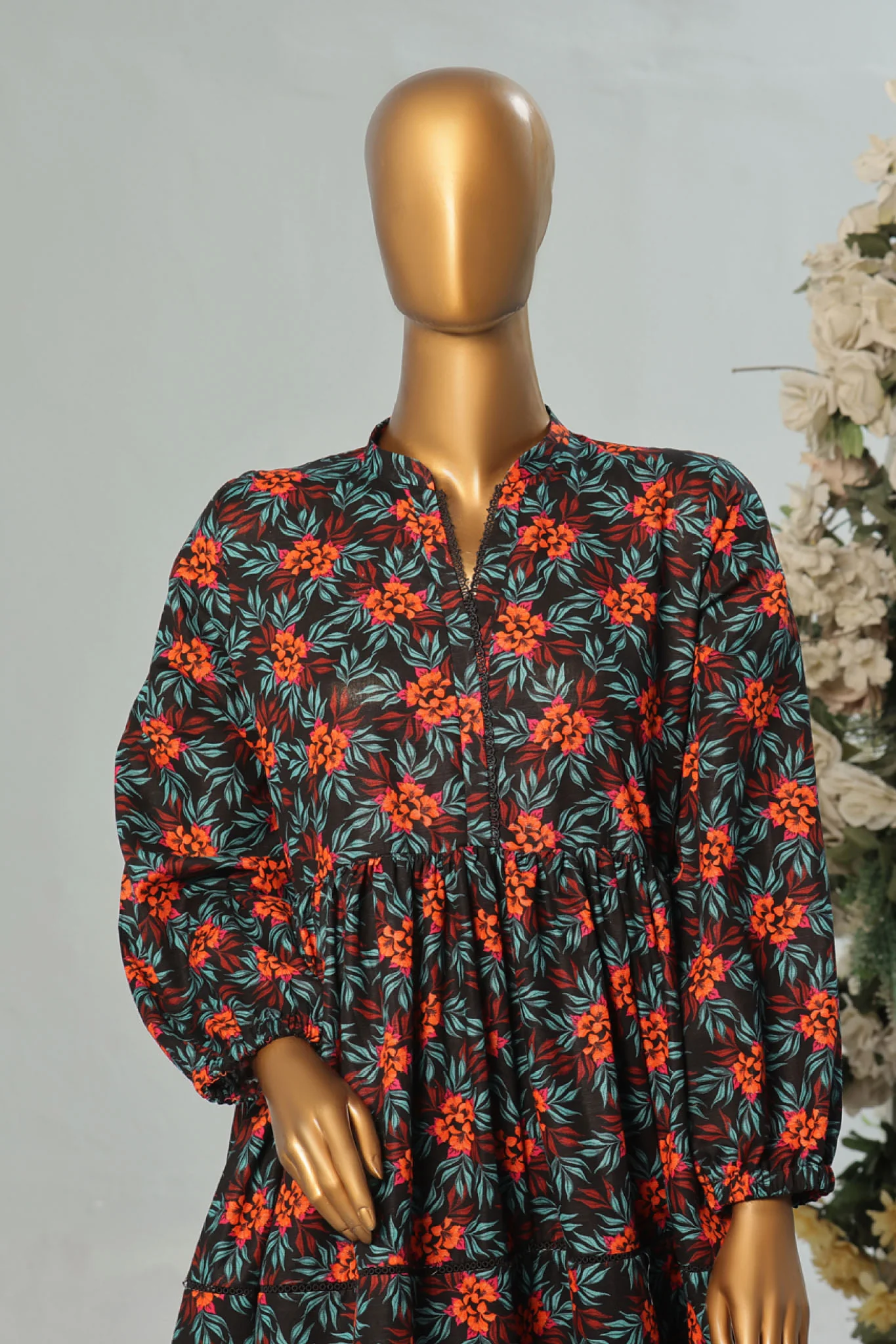 Bin Saeed Stitched 2 Piece Exclusive Printed Khaddar Frocks Vol-01 Suit-WKST-1276-Black - Image 2