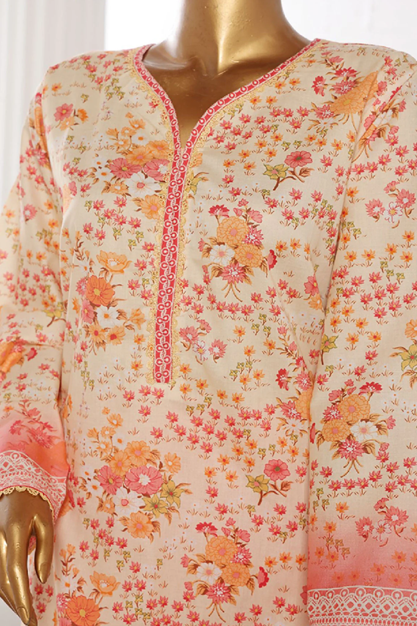 Bin Saeed Stitched 3 Piece Exclusive Printed Cotton Suit-WC-1304-Skin - Image 2