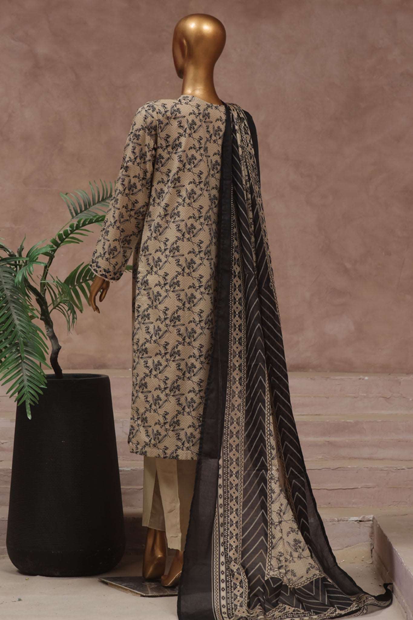 Bin Saeed Stitched 3 Piece Exclusive Printed Cotton Vol-02 Suit-WC-1324-Skin - Image 2