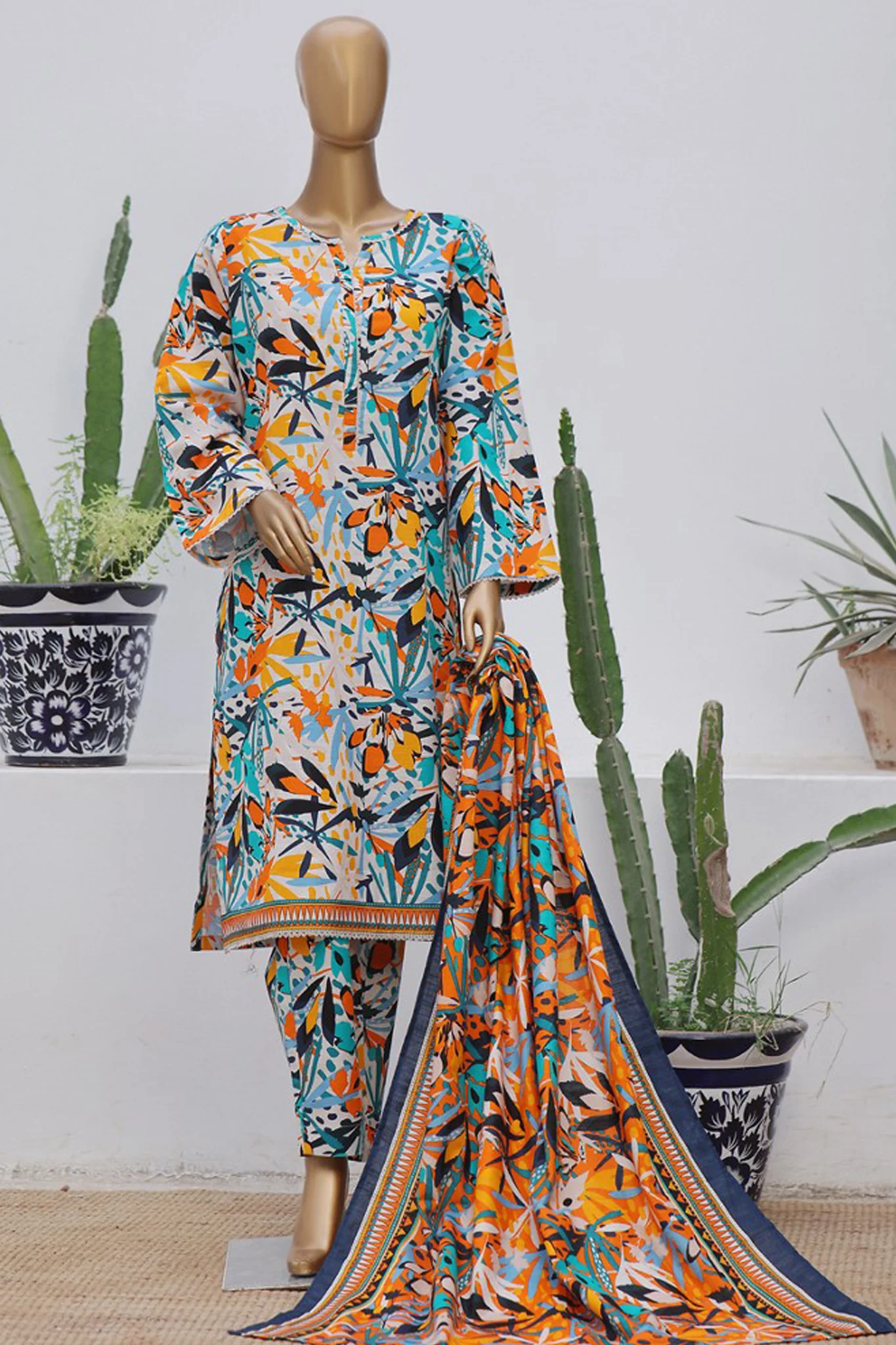 Bin Saeed Stitched 3 Piece Exclusive Printed Khaddar Vol-08 Suit-WK-1184-Multi