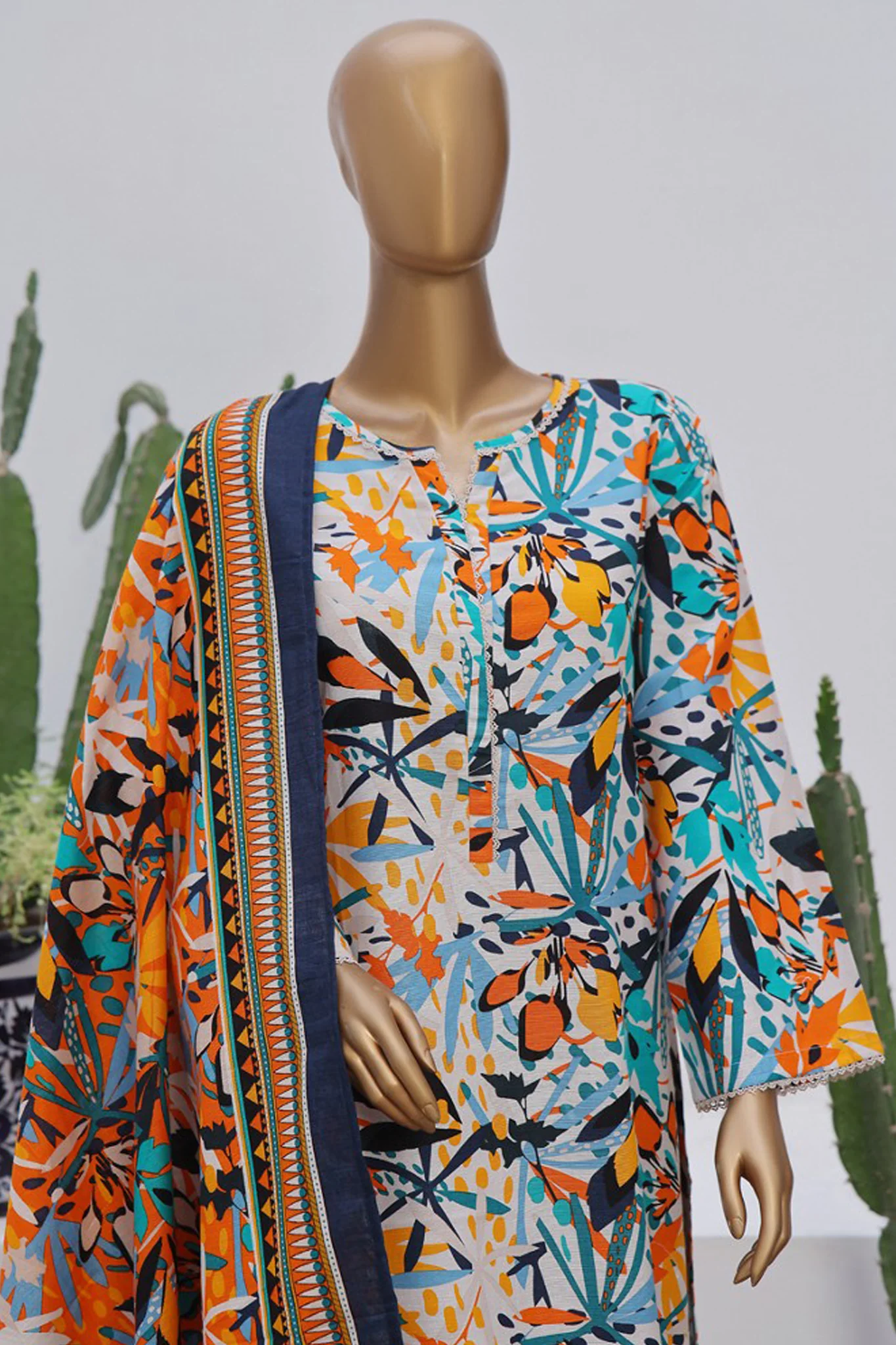 Bin Saeed Stitched 3 Piece Exclusive Printed Khaddar Vol-08 Suit-WK-1184-Multi - Image 2