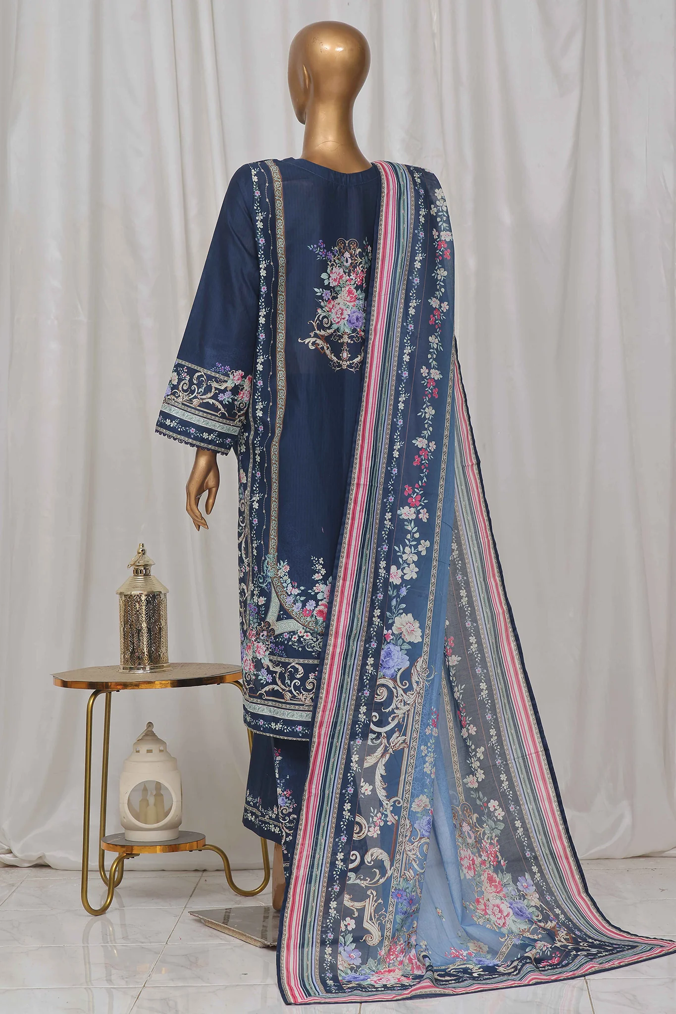 Bin Saeed Stitched 3 Piece Exclusive Printed Lawn Vol-03 Collection-SM-1370-Blue - Image 3