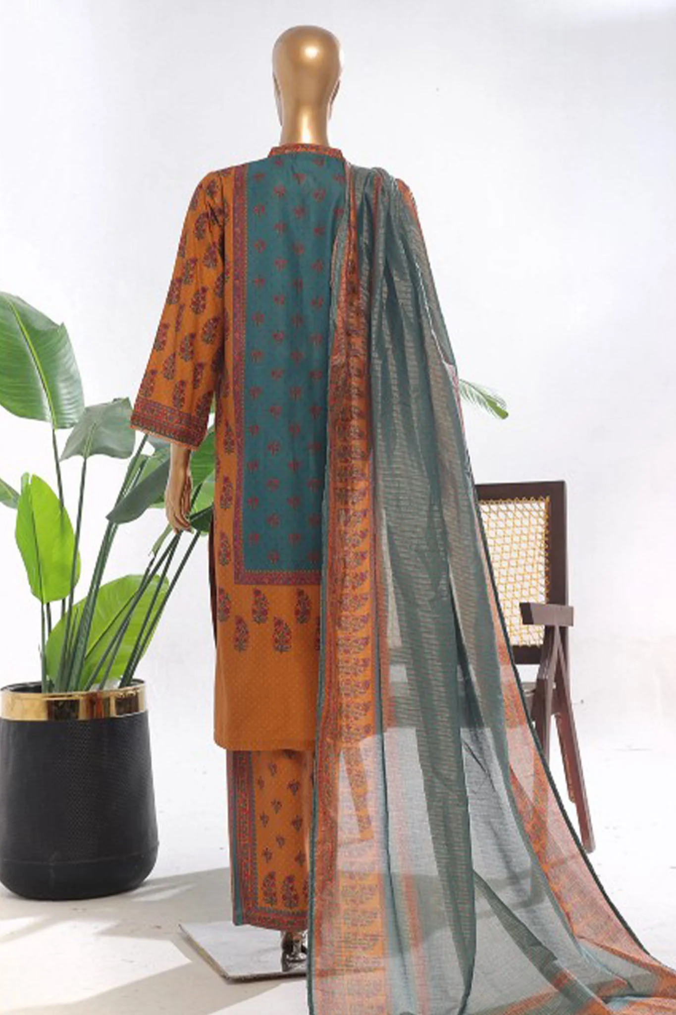 Bin Saeed Stitched 3 Piece Exclusive Printed Lawn Vol-03 Suit-SM-1843-Green - Image 3