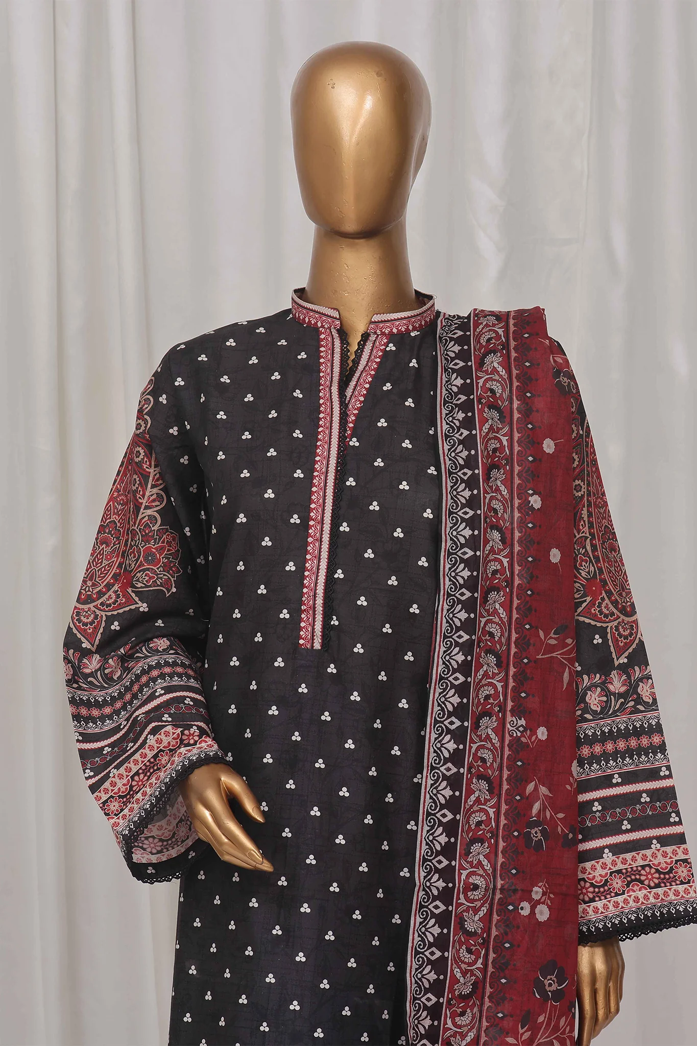 Bin Saeed Stitched 3 Piece Exclusive Printed Lawn Vol-04 Collection-SM-1362-Black - Image 2