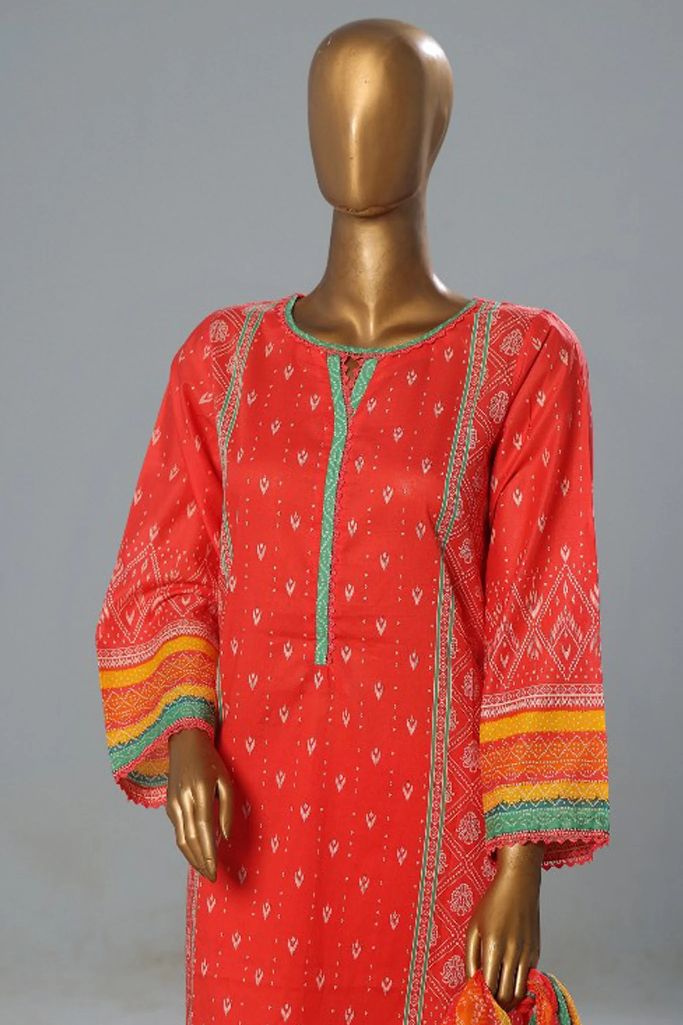 Bin Saeed Stitched 3 Piece Exclusive Printed Lawn Vol-08 Suit-SM-1165-Pink