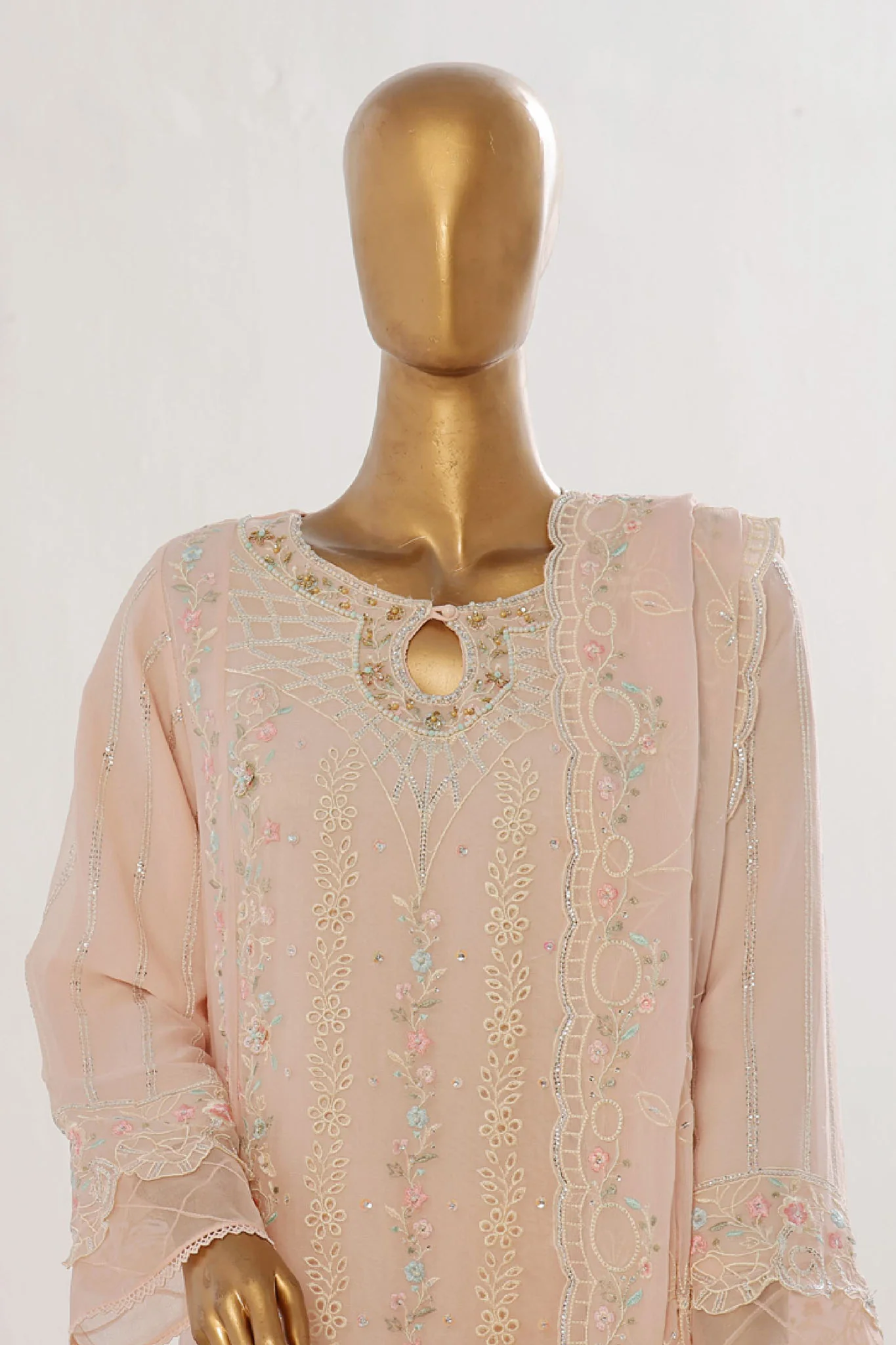 Bin Saeed Stitched 3 Piece Luxury Emb Chiffon Suit-RTSC-1554-T.Pink - Image 2