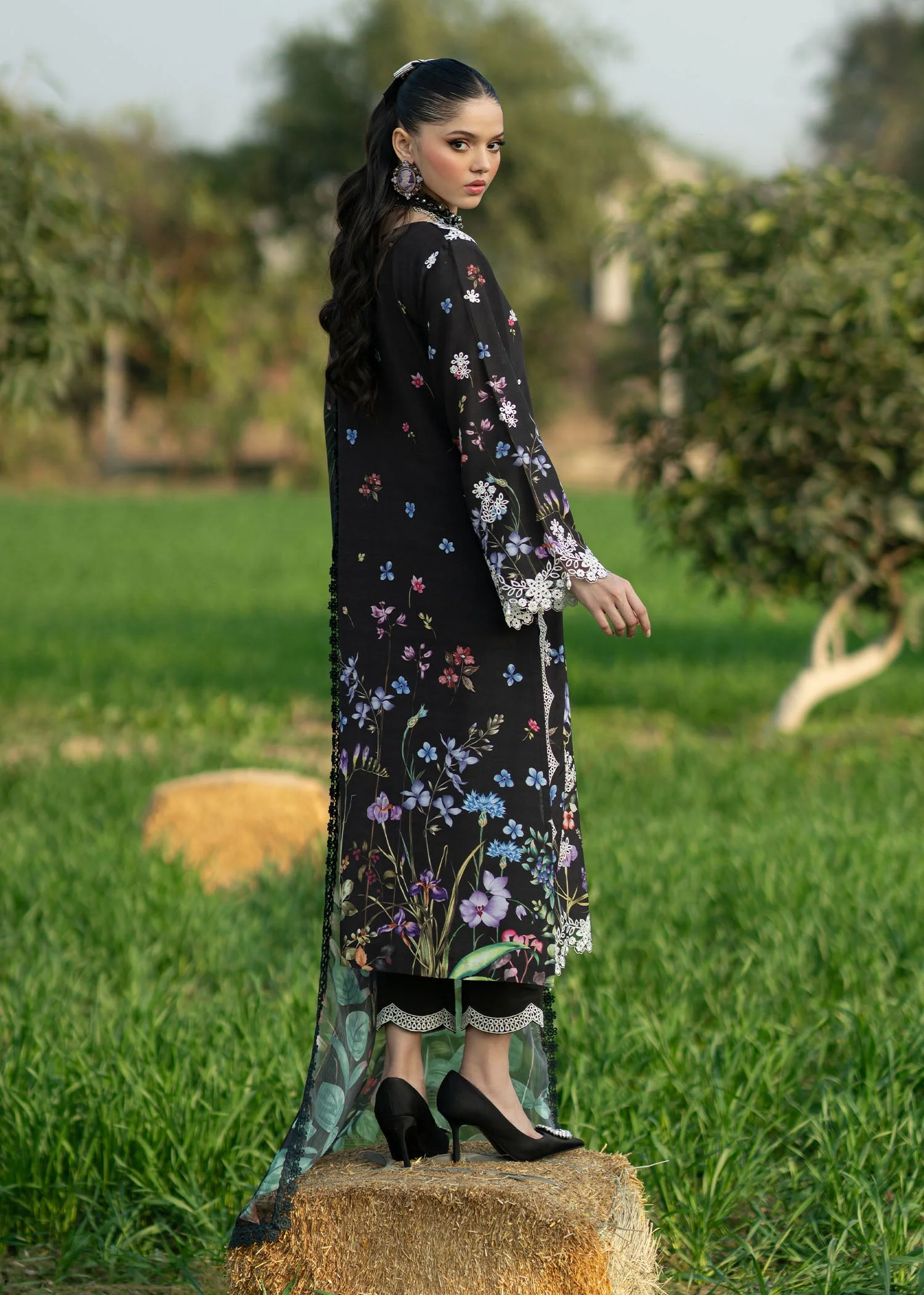 Printkari By Sardinia Unstitched 3 Piece Lawn Collection-Black Lotus - Image 10