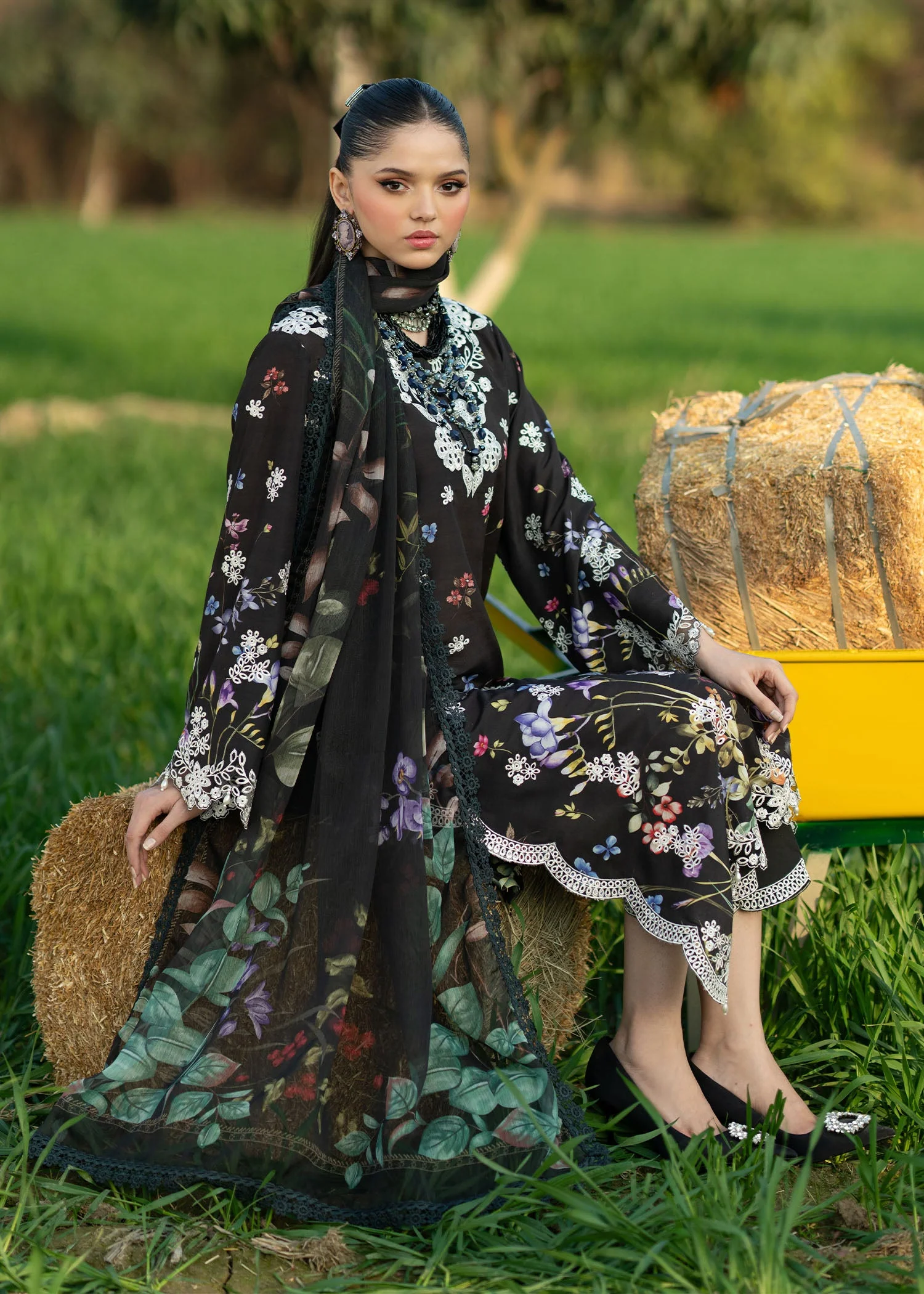 Printkari By Sardinia Unstitched 3 Piece Lawn Collection-Black Lotus - Image 8