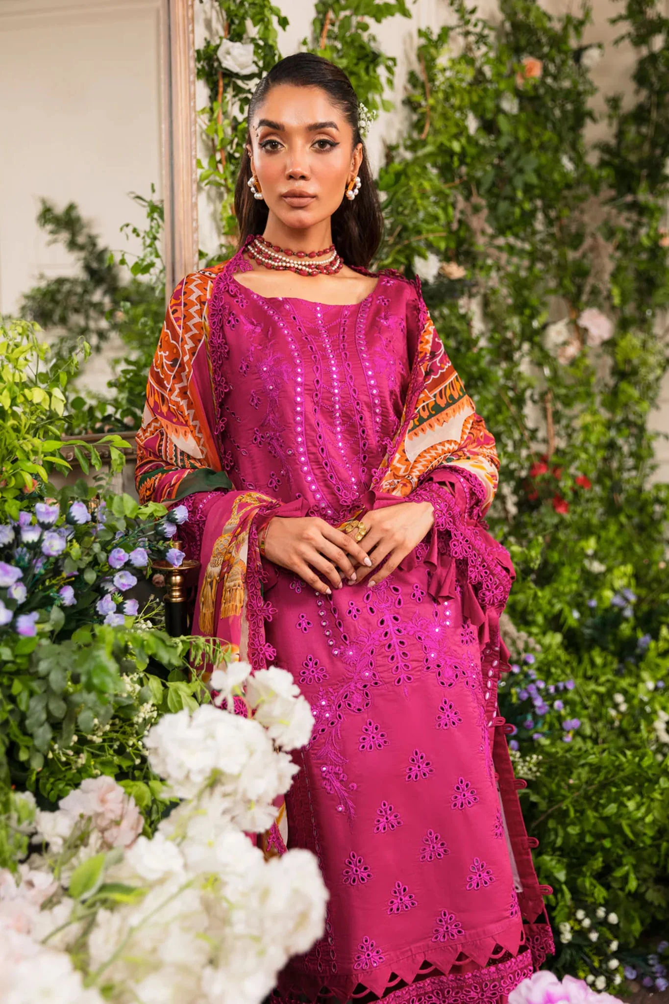 Pairi Daeza By Nine Needles Unstitched 3 Piece Luxury Lawn Suit-Bloom-NL-06 - Image 5
