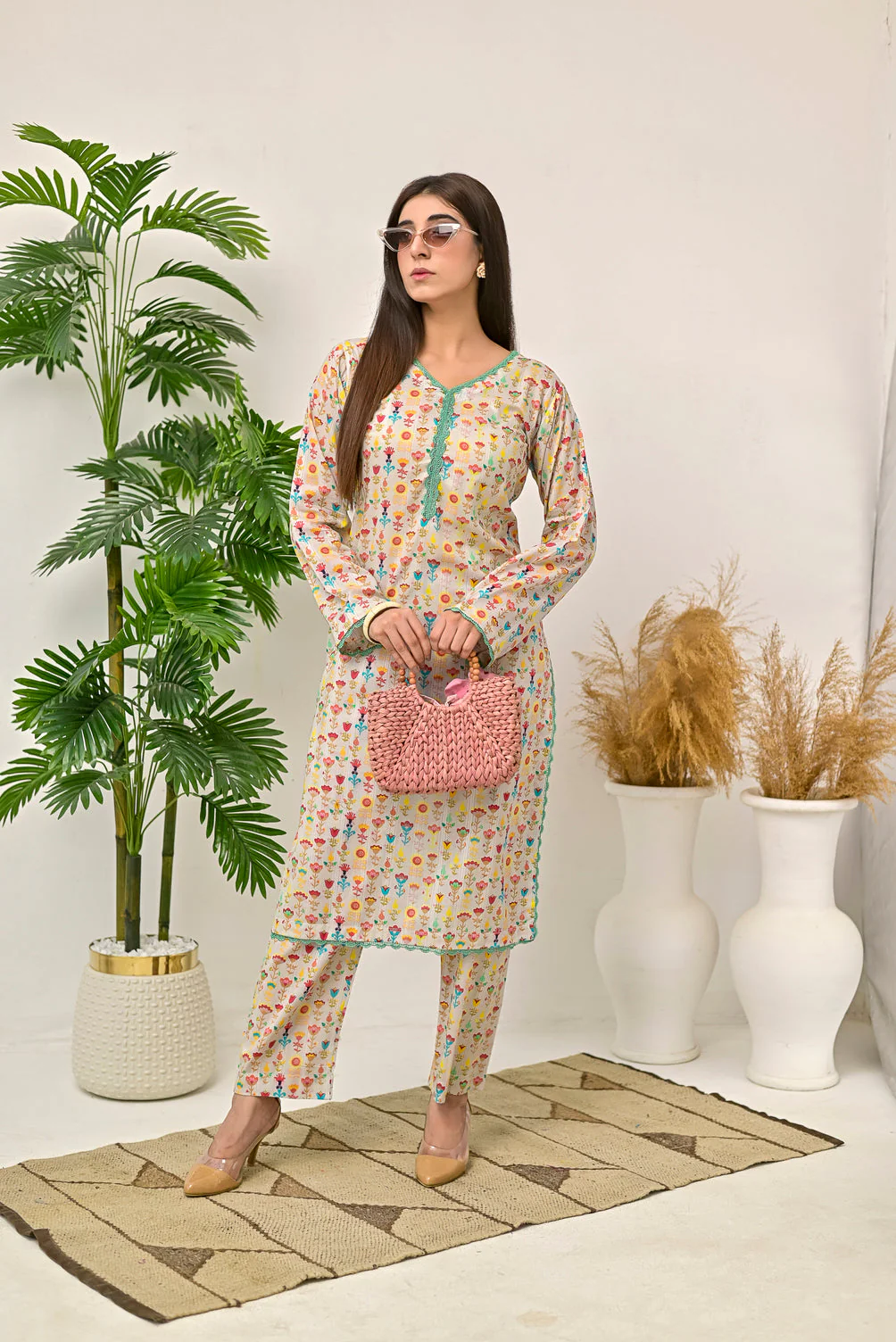 Silcot Stitched Summer Suit-BloomEase - Printed Pastel Lawn Set
