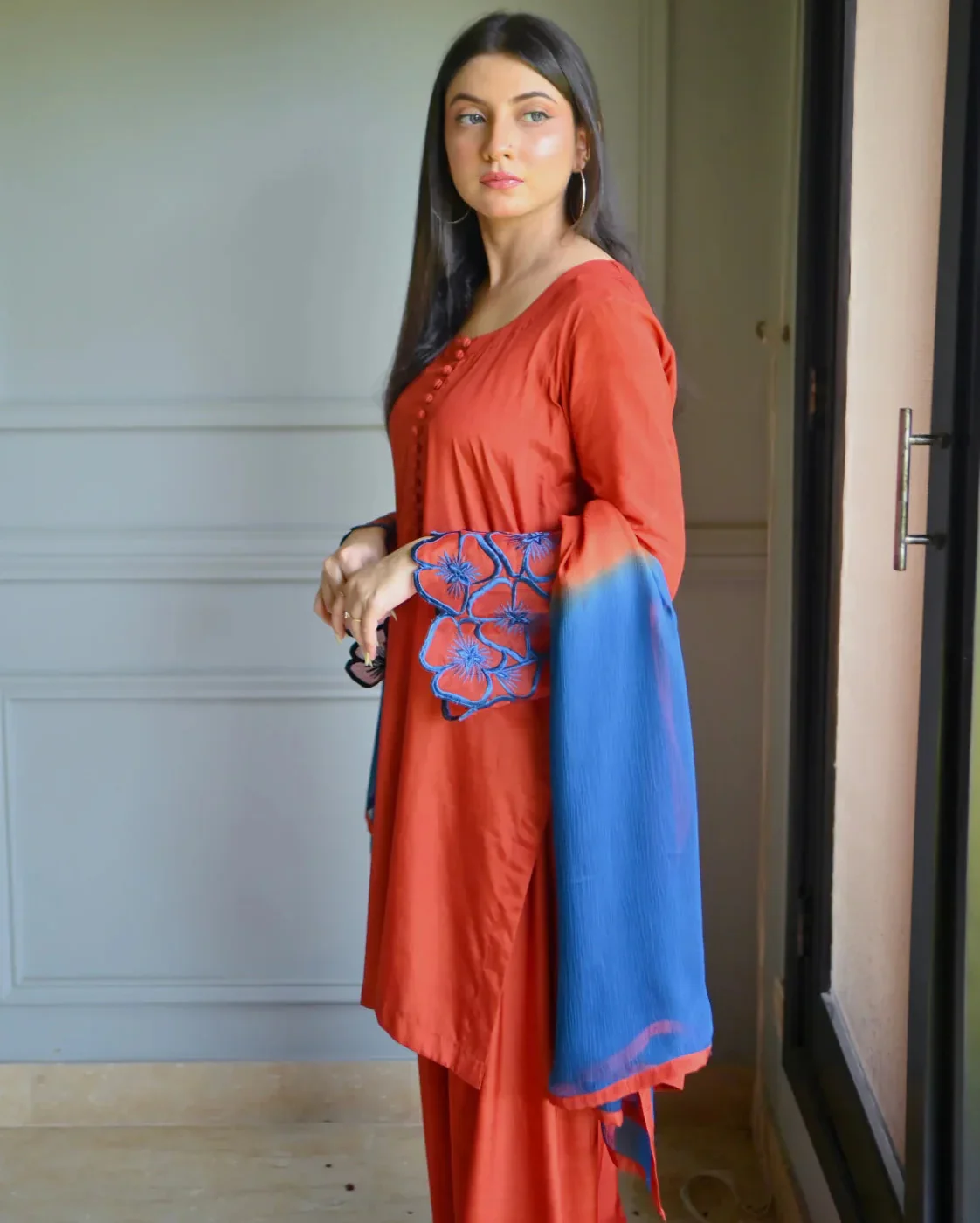 Zauk Stitched 3 Piece Collection-Blossom - Farshi Shalwar Set - Image 4