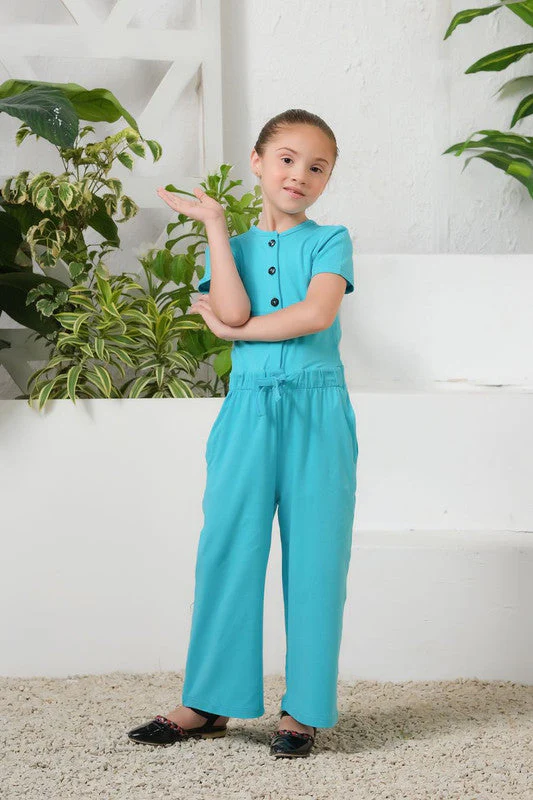 Sprinkles Stitched 1 Piece Summer Jumpsuit Kids Suit-Blue - Jersey Jumpsuit - Image 4