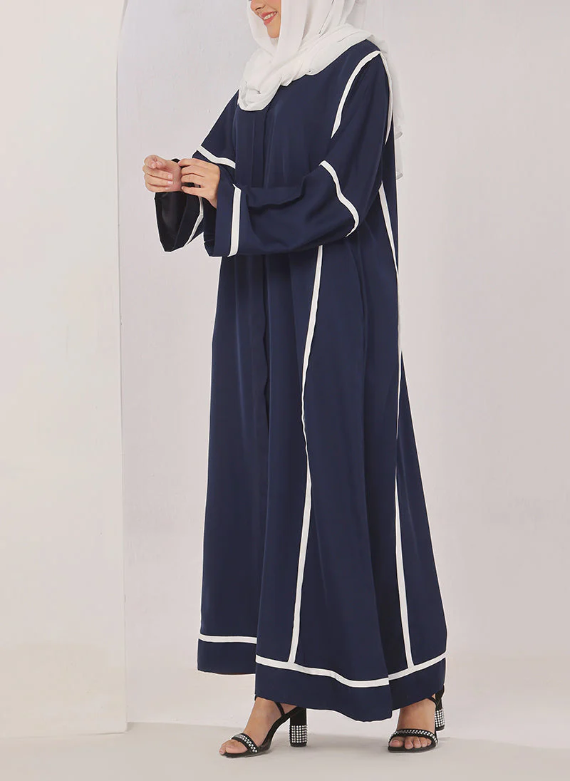 Hijab Ul Hareem Blue Nida White Stripe Abaya - 0116-R-1010 - Image 2