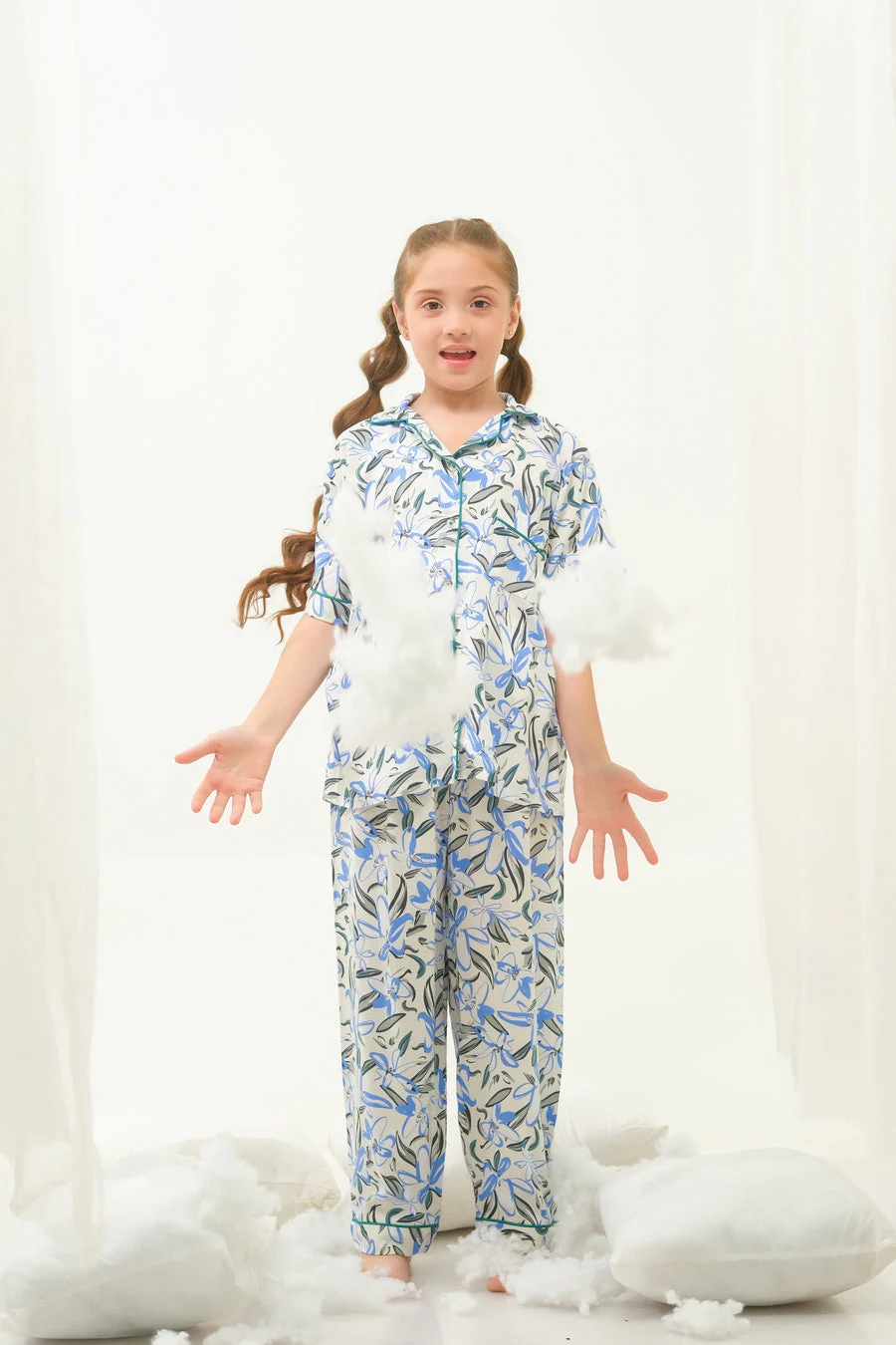 Sprinkles Stitched 2 Piece Winter Night Suit Kids Suit-Bluegrass Blossom - Night Suit - 2pcs - Image 10