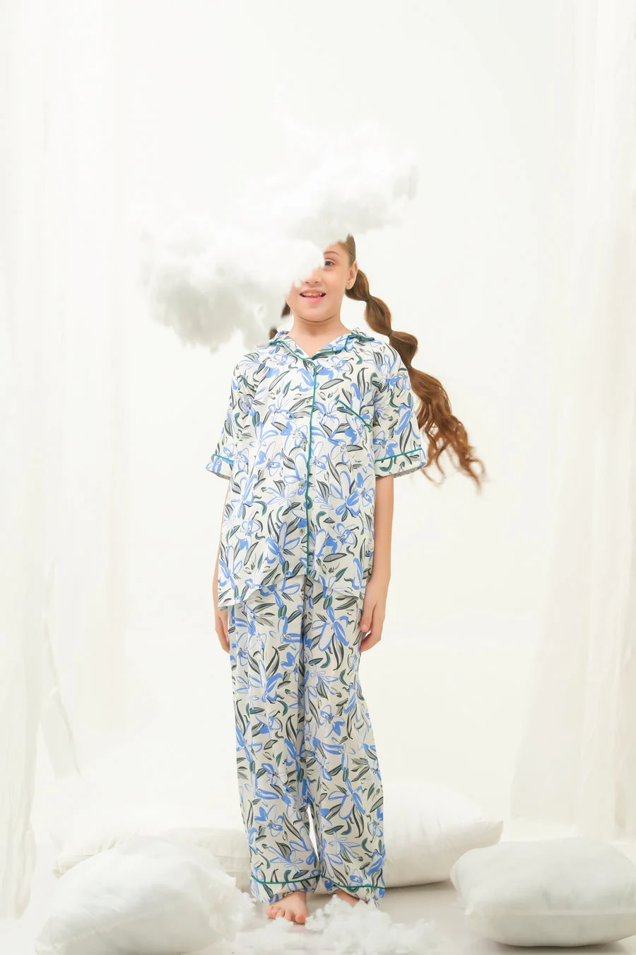 Sprinkles Stitched 2 Piece Winter Night Suit Kids Suit-Bluegrass Blossom - Night Suit - 2pcs - Image 11