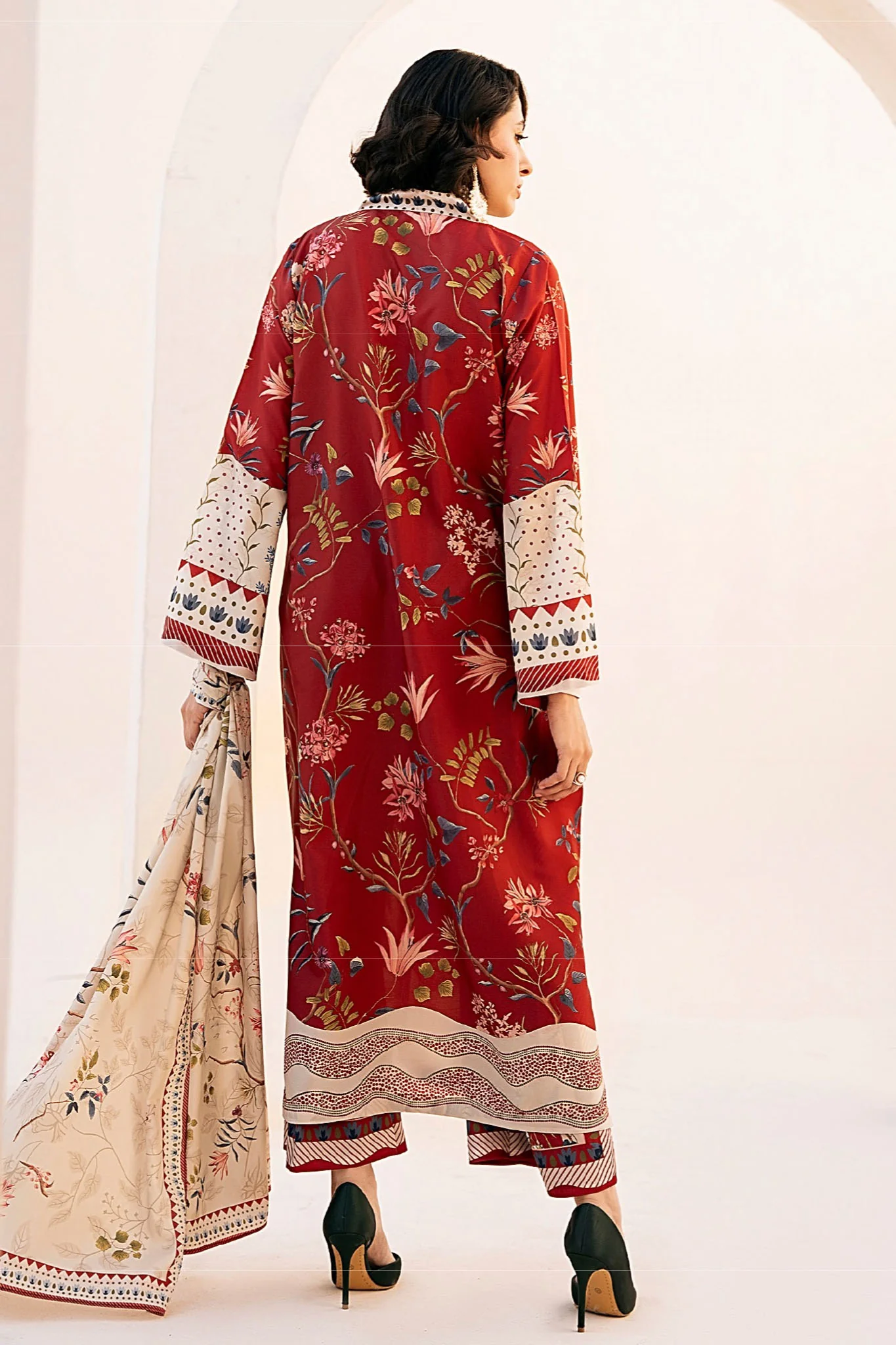 Bon Soir By Florent Co Ords Silk Pret With Scarf Collection-Silk Scarlet - Image 3