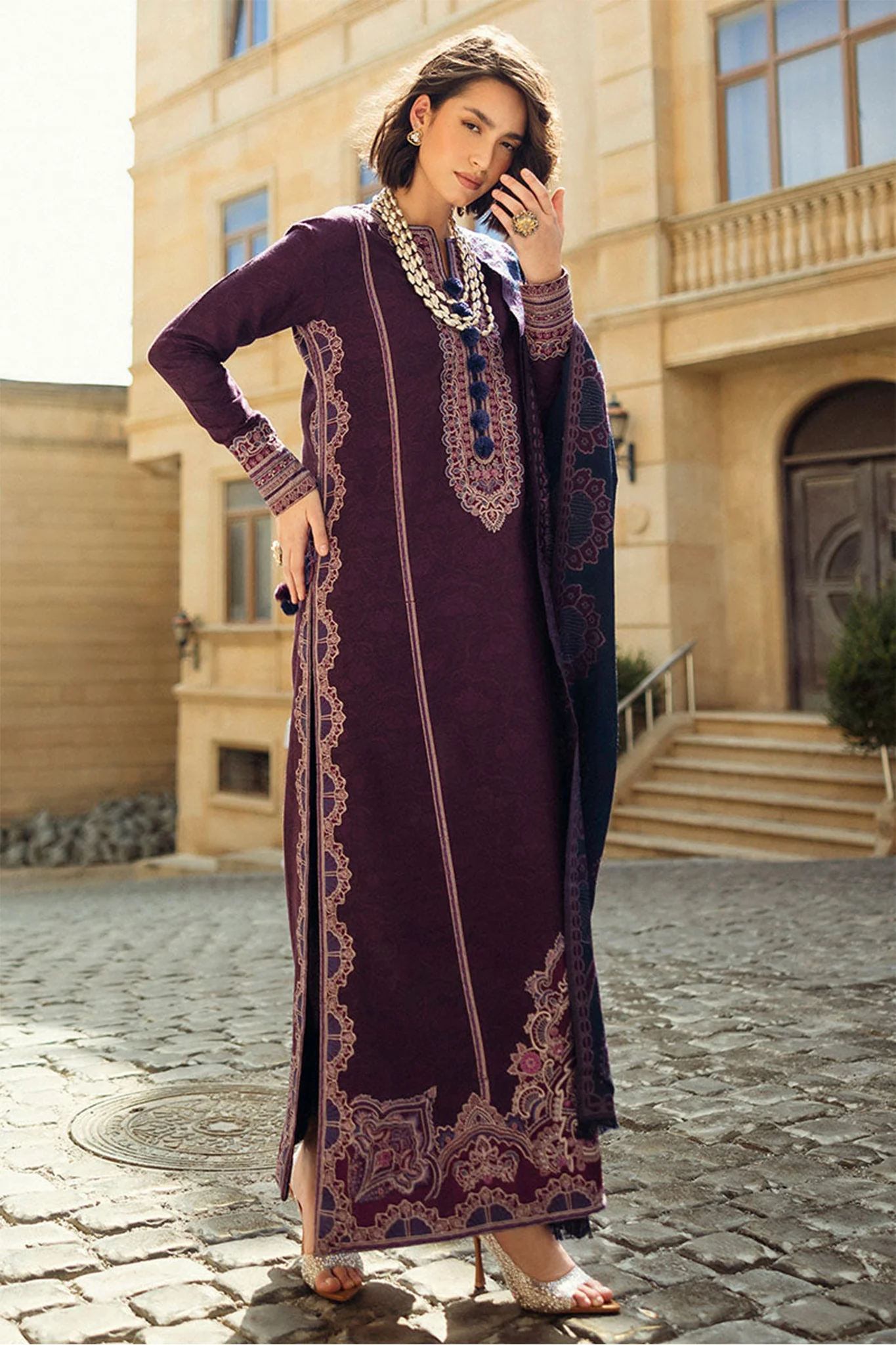 Broadway By Mushq Unstitched 3 Piece Winter Suit-MWI-09-Endless Passion - Image 6