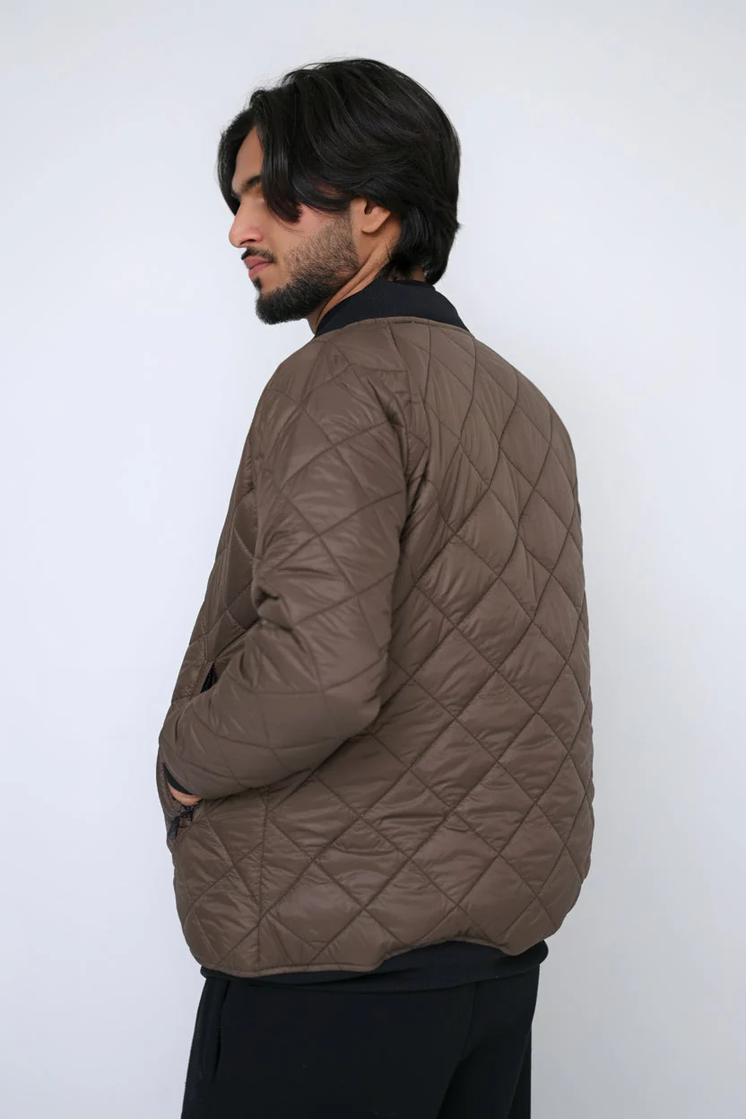 Winter Men's Core By Suitsu Stitched Western Suit-BrownQuilt Puffer - Image 4