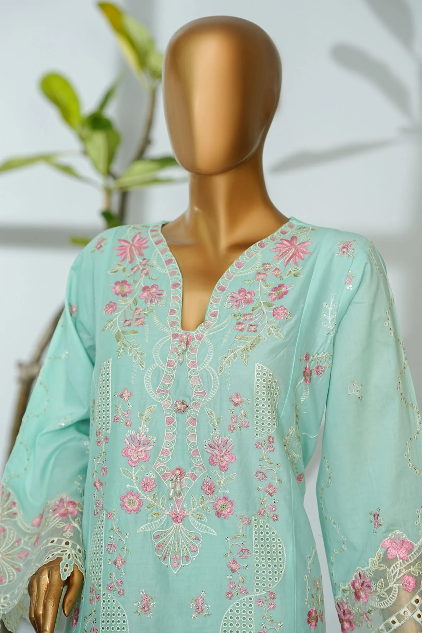 Bin Saeed Stitched 3 Piece Luxury Emb Lawn Suit-D-2705 FEROZI - Image 2