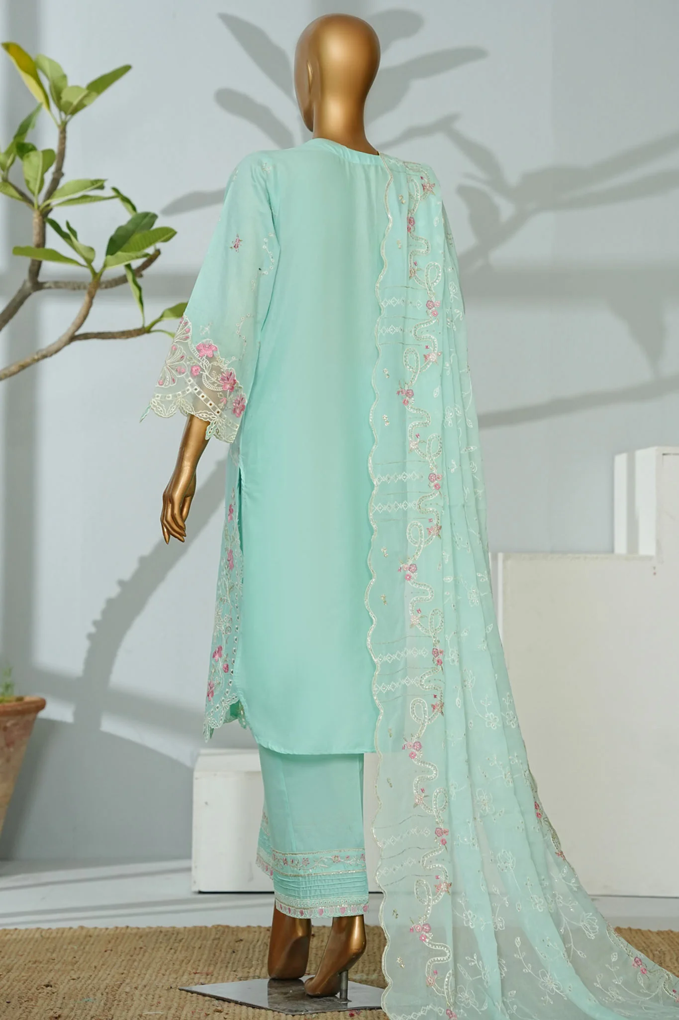 Bin Saeed Stitched 3 Piece Luxury Emb Lawn Suit-D-2705 FEROZI - Image 3