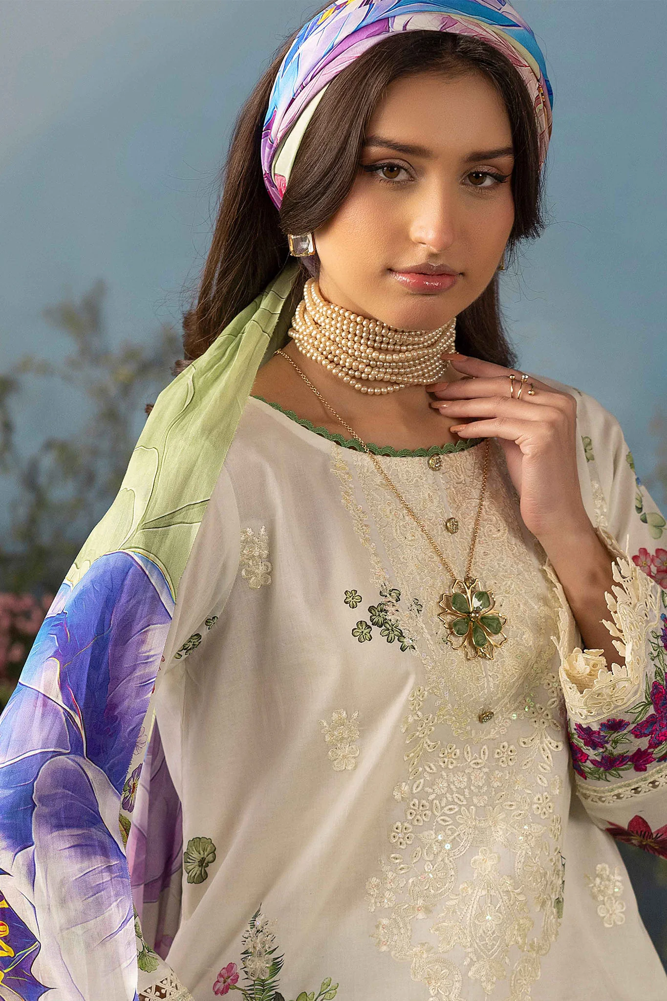 Butterfly By Riaz Arts Unstitched 3 Piece Emb Lawn Suit-D-08 - Image 4