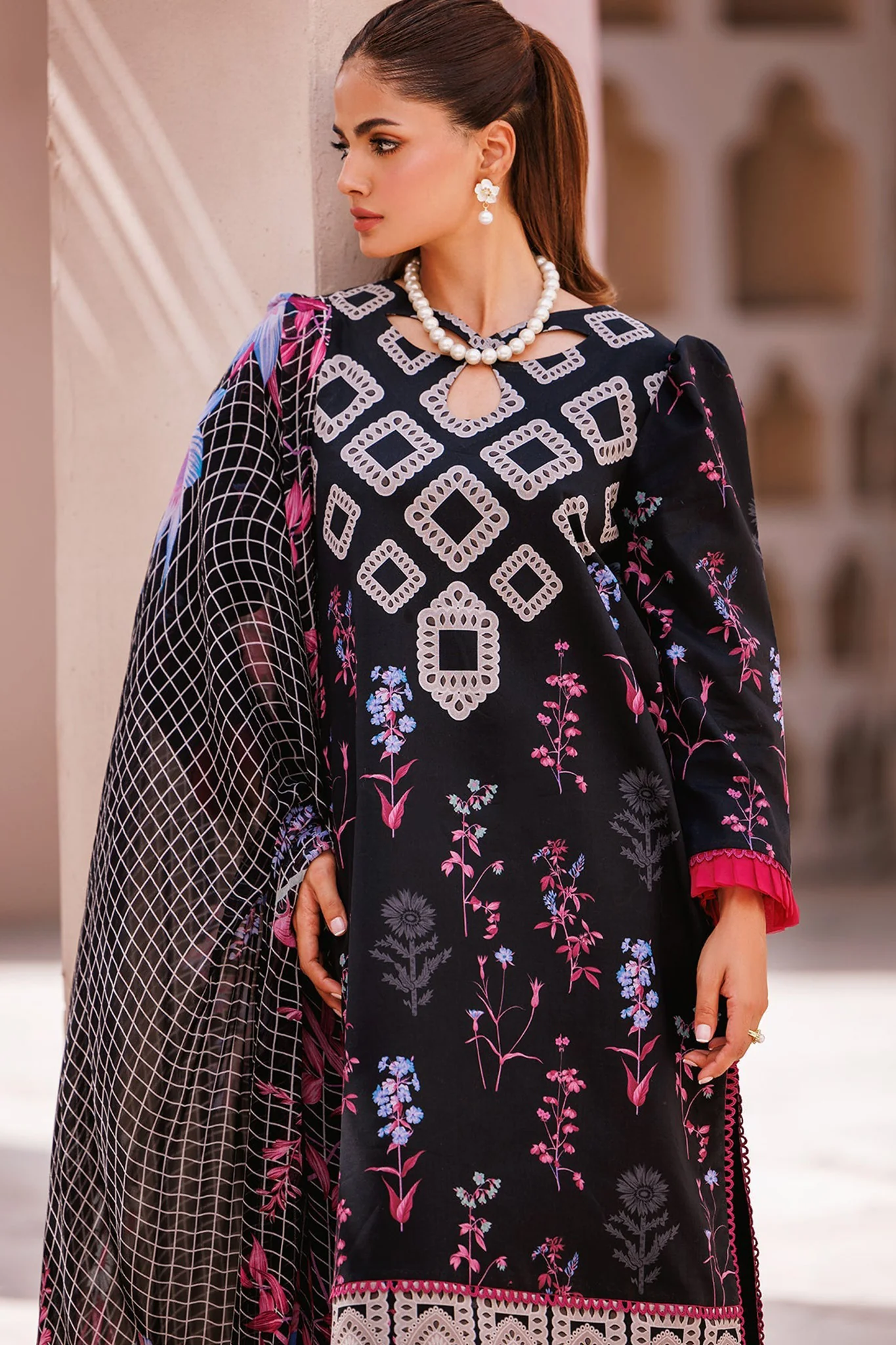 C Prints By Charizma Unstitched 3 Piece Printed Lawn Vol-07 Black Edition Suit-CP4-64 - Image 2