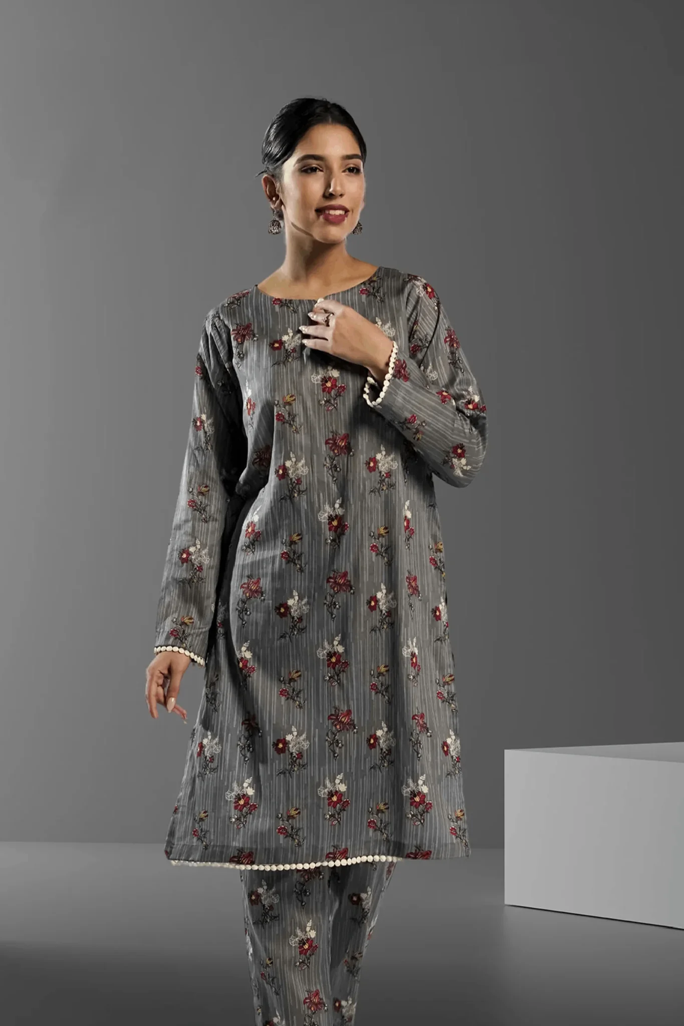 Ahlam Soft Cambric Stitched-Cawlan co ord set Suit